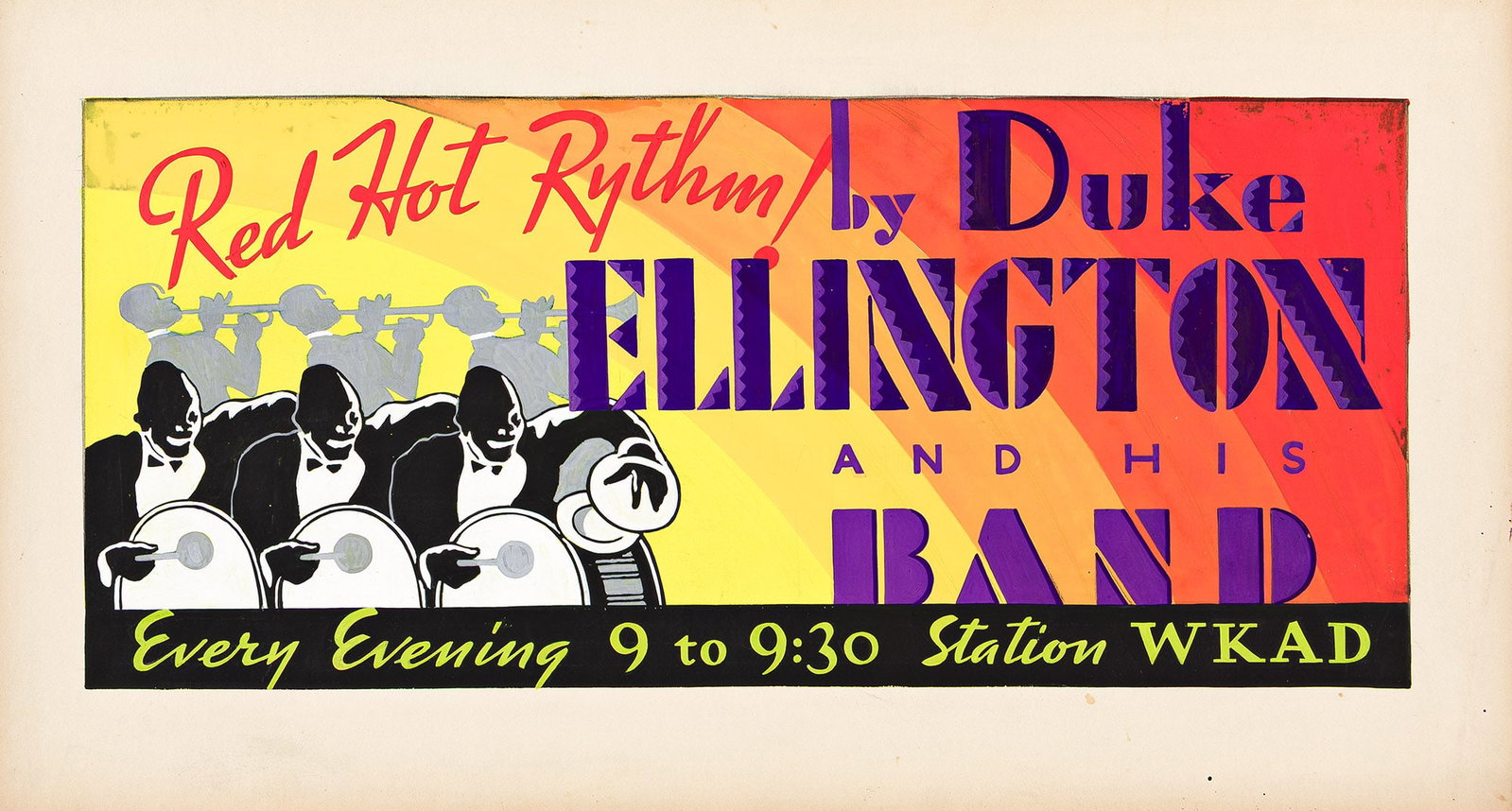 Nathan Sidney Harris, Red Hot Rhythm! By Duke Ellington and His Band. Gouache maquette. Circa (1 of 1)