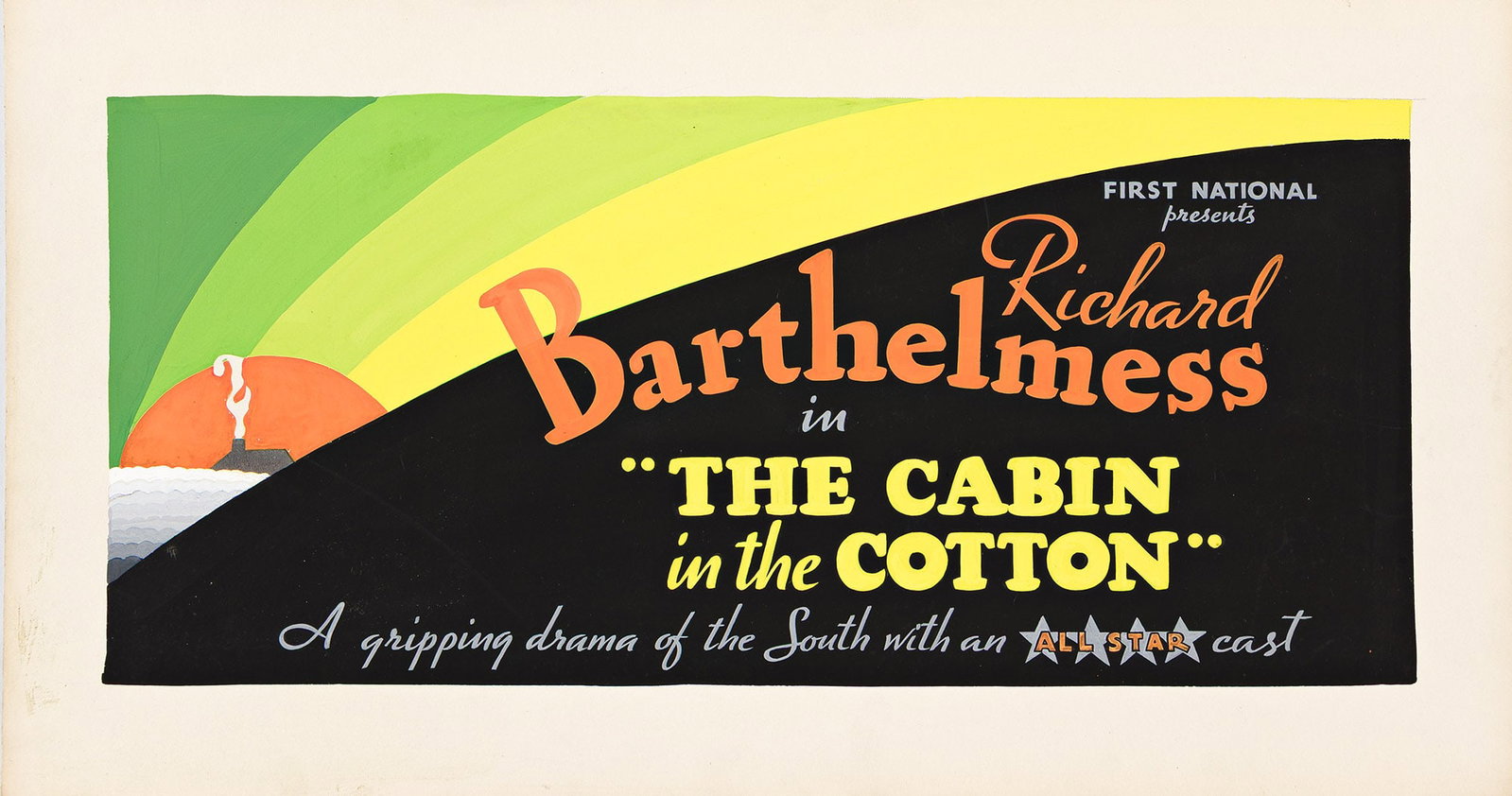 Nathan Sidney Harris, Richard Barthelmess in "The Cabin in the Cotton." Gouache maquette. Circa: Nathan Sidney Harris Dates Unknown Richard Barthelmess in "The Cabin in the Cotton." Gouache maquette. Circa 1932. Condition A / A-: minor abrasions and darkening at edges; gouache on "Chimatco" Illus