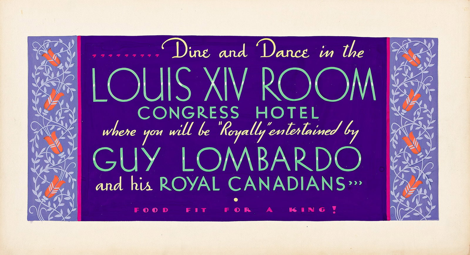 Nathan Sidney Harris, [Art Deco / Hotels]. Two gouache maquettes. Circa 1920s-30s. (1 of 2)
