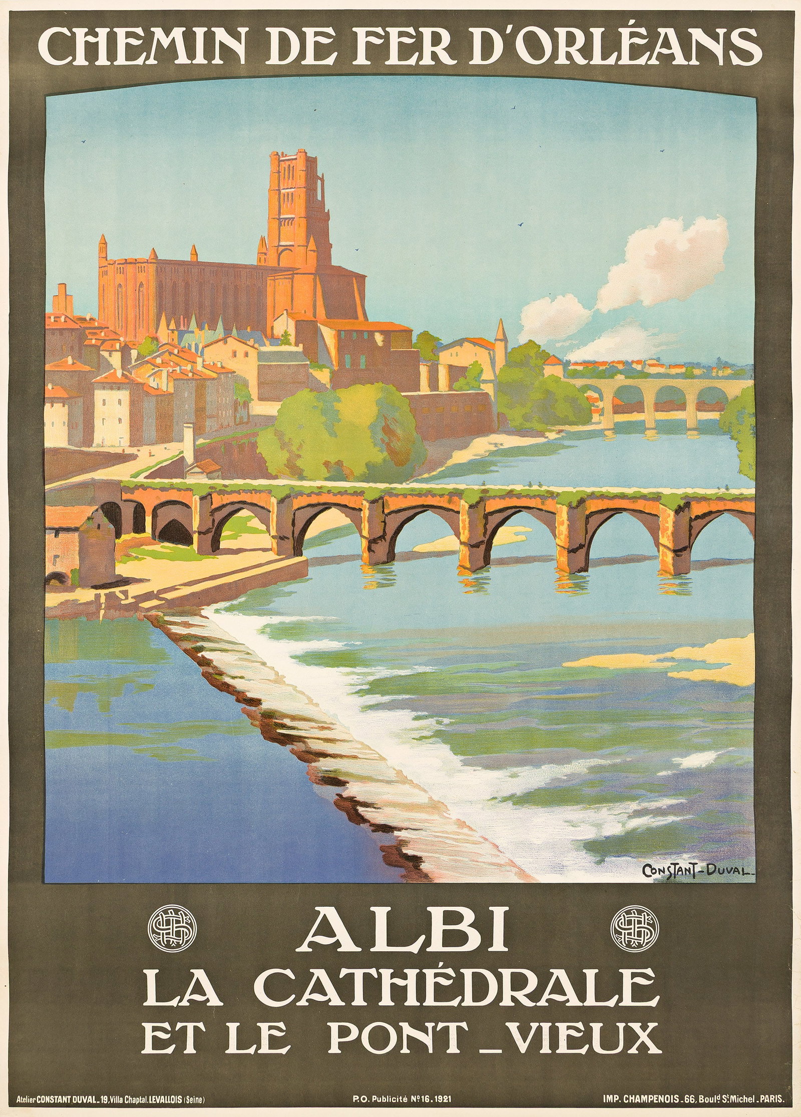 Léon Constant-Duval, Albi / La Cathèdrale et le Pont - Vieux. Circa 1921. (1 of 1)