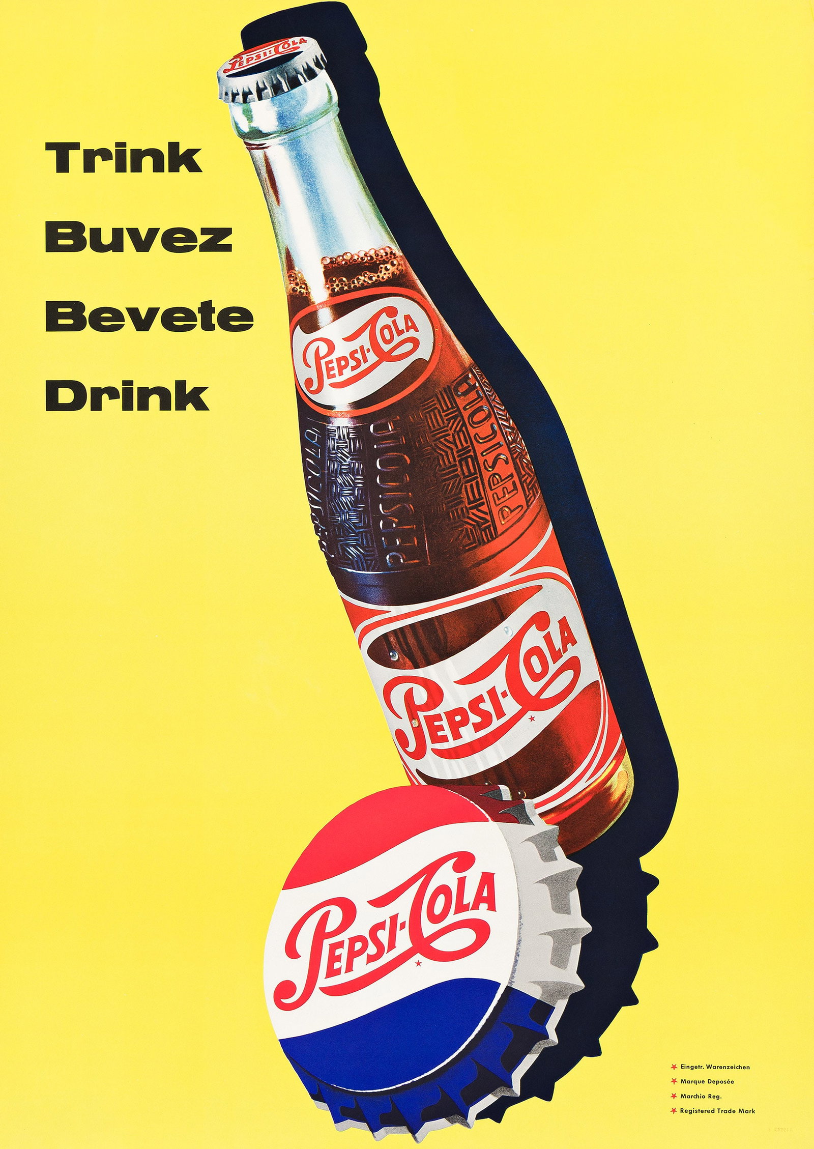 Designer Unknown, Pepsi - Cola / Trink Buvez Bevete Drink. Circa 1962. (1 of 1)