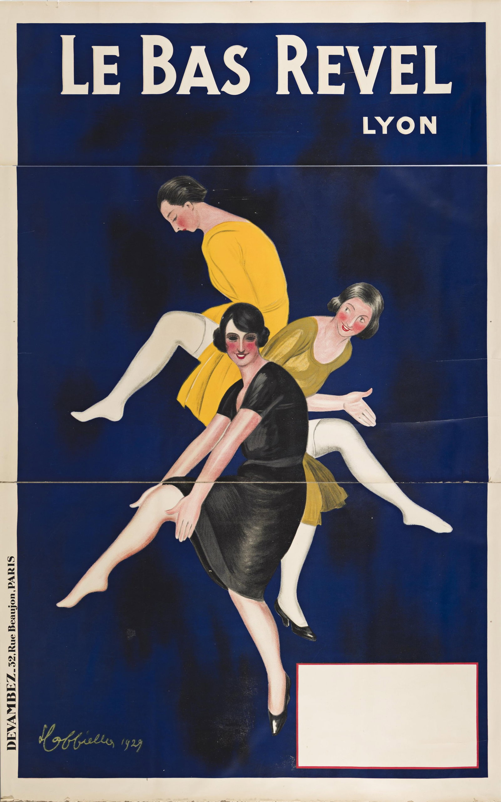 Leonetto Cappiello, Le Bas Revel. 1929.: Leonetto Cappiello 1875-1942 Le Bas Revel. 1929. Condition B-: repaired tears at edges, some into central image, with archival tape on verso; tears, creases and losses at edges; creases and abrasions 