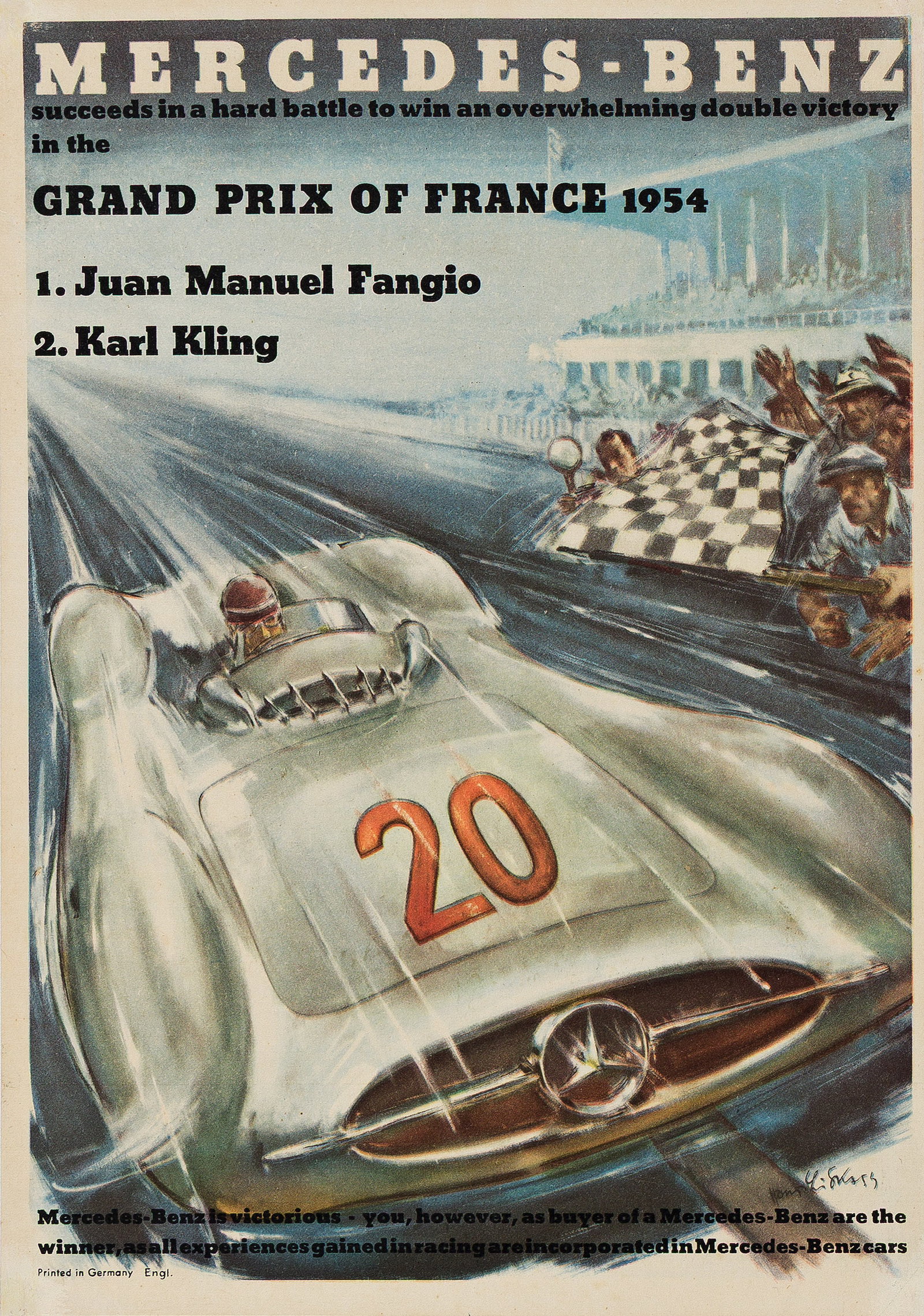 Various Artists, Mercedes - Benz. Group of 5 small format posters. 1950s. (1 of 2)