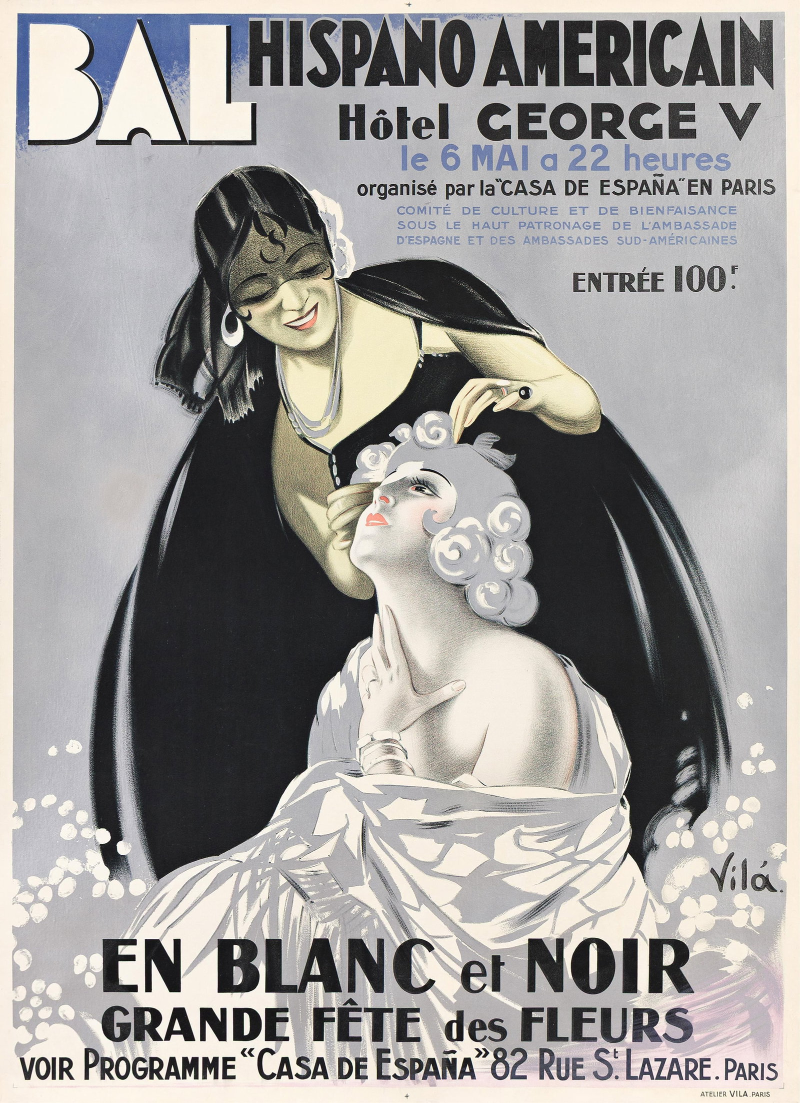 Emilio Vila, Bal Hispano Americain / En Blanc et Noir. 1928. (1 of 1)