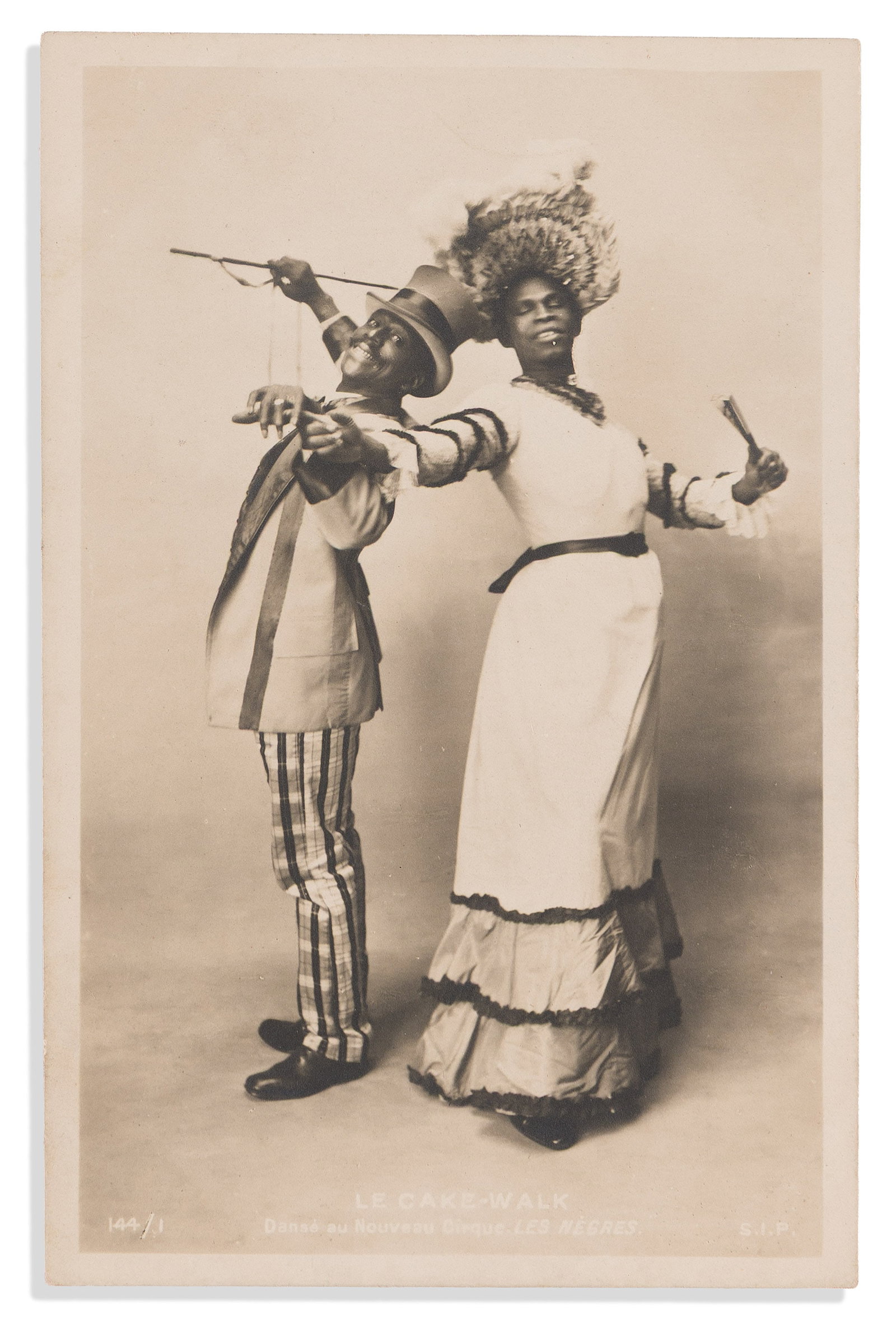 Jack Brown, Group of 9 postcards depicting the noted female impersonator performing the cakewalk. (1 of 2)