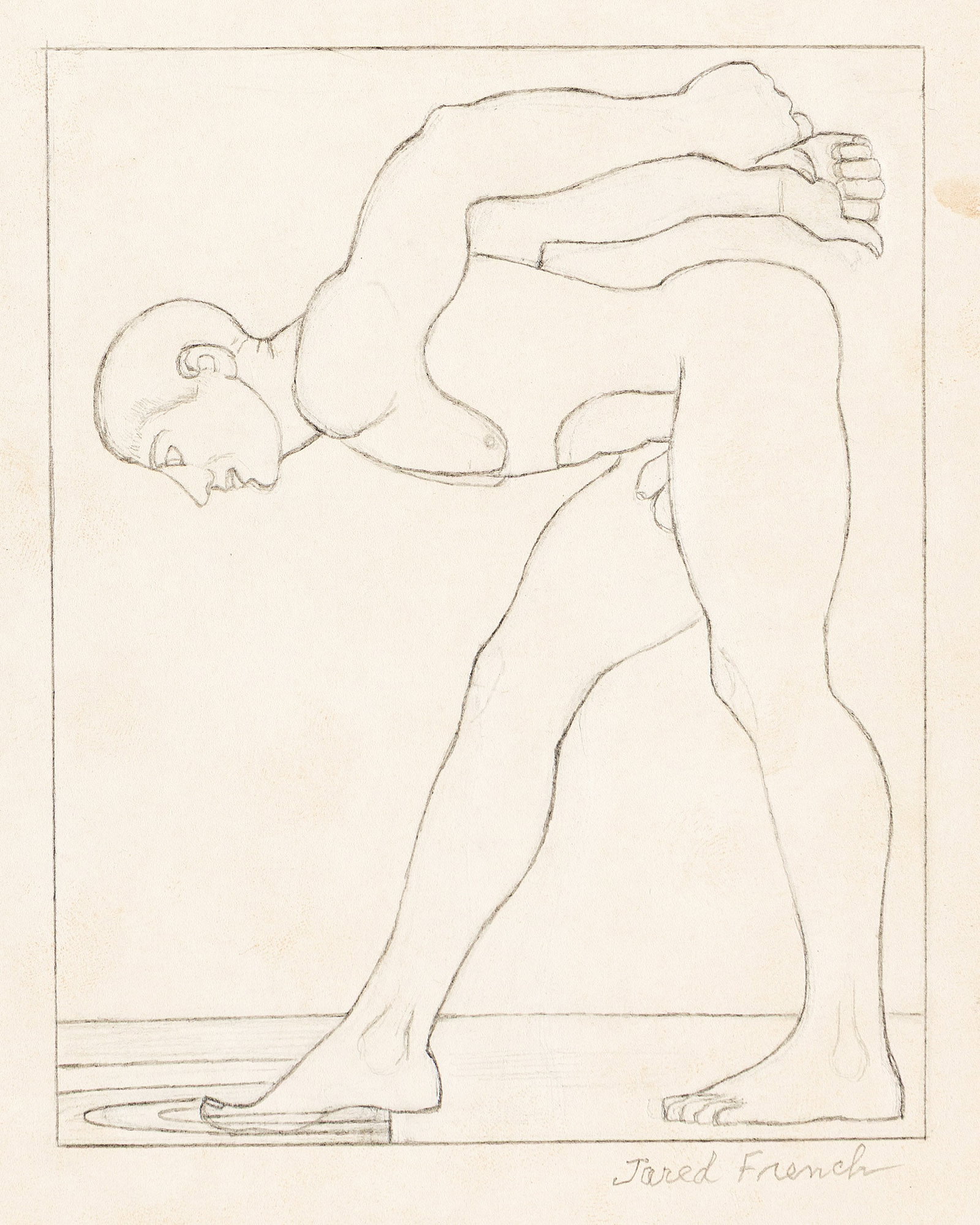 Jared French, Two pencil studies. Circa 1940s. (1 of 2)