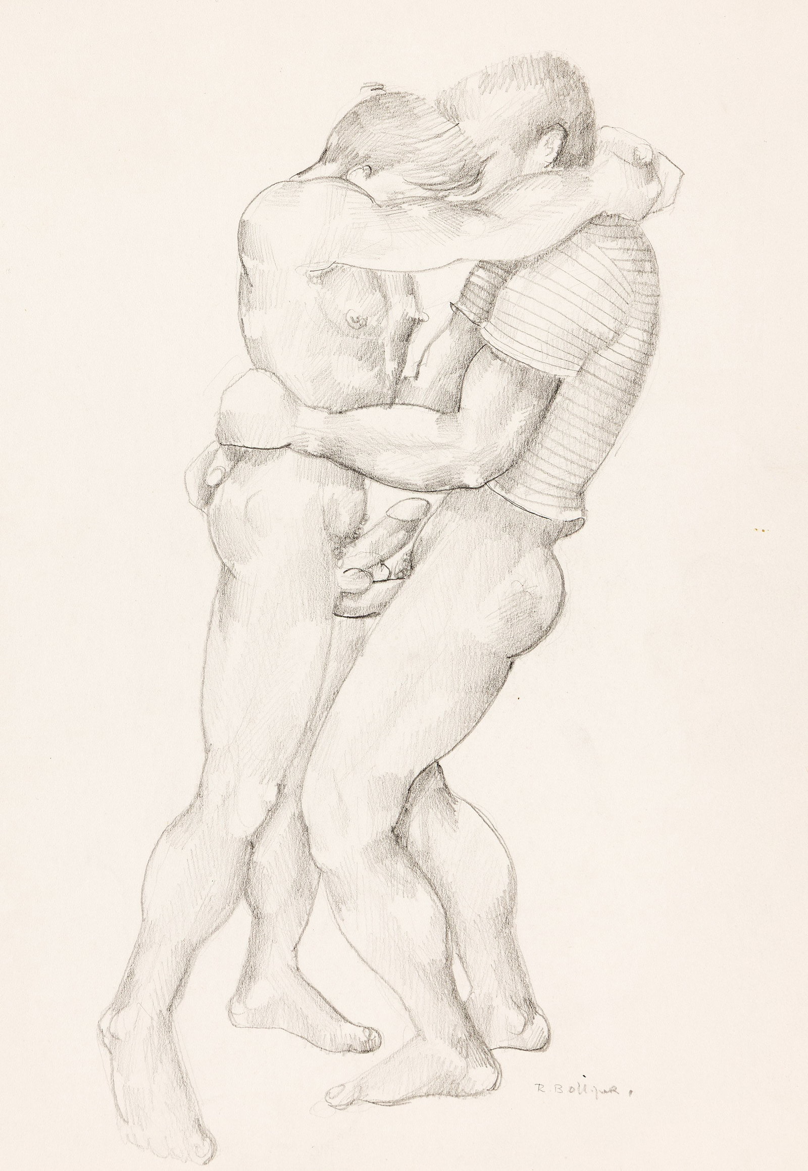René Bolliger, Untitled (Two men in intimate embrace). Circa 1950s. (1 of 1)
