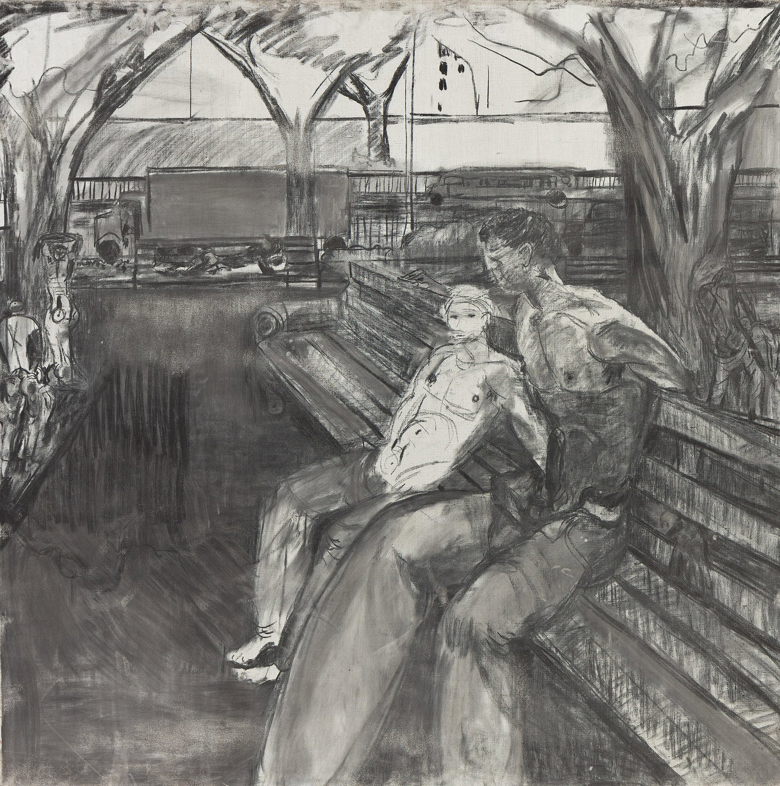 Bill Rice, Two Men on a Park Bench. (1 of 1)