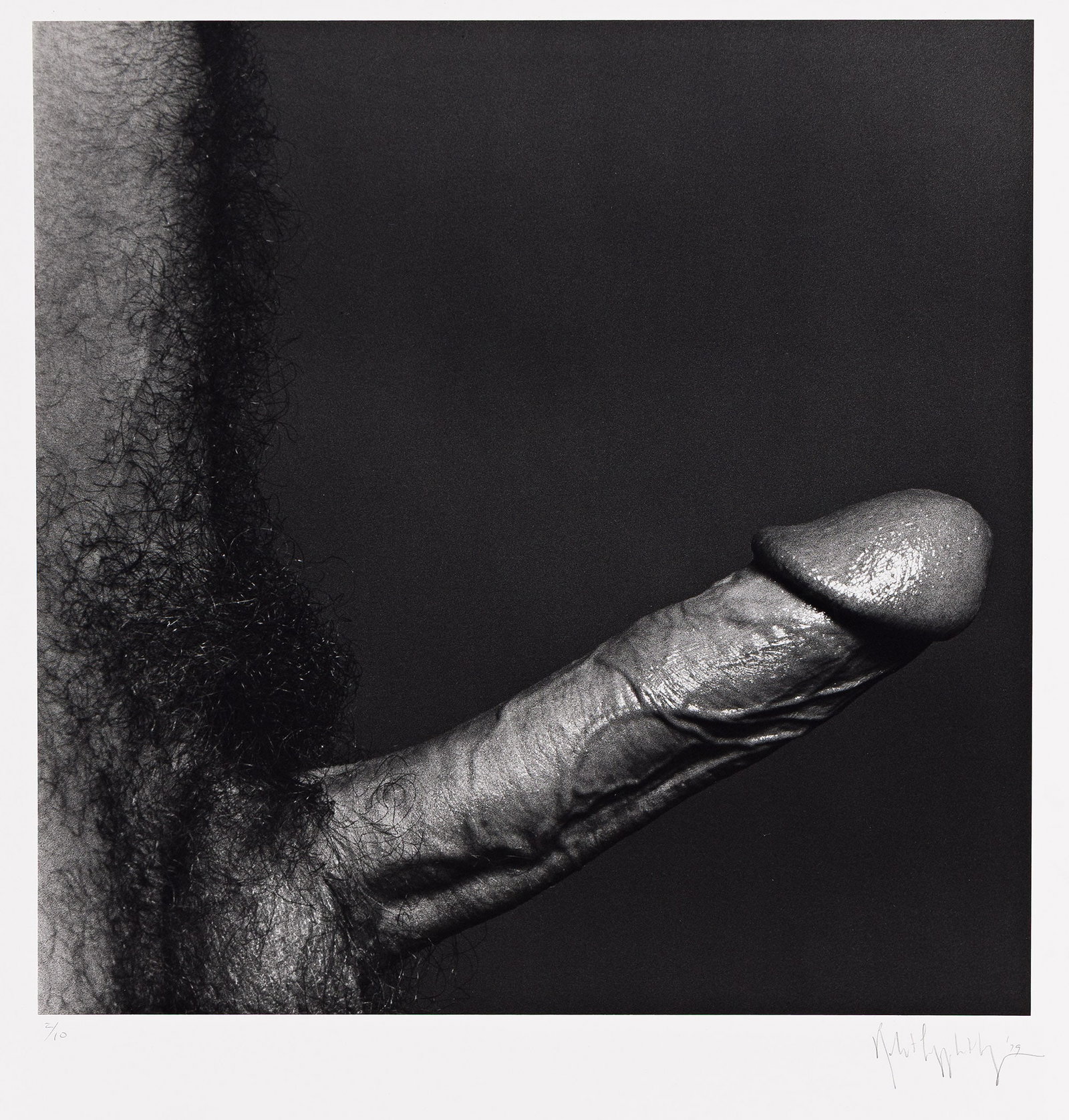 Robert Mapplethorpe, Marcus Leatherdale / Erection. 1979.: Robert Mapplethorpe 1946-1989 Marcus Leatherdale / Erection. 1979. Silver print With Mapplethorpe's signature, date, and edition notation 2/10 in pencil on print recto, and his credit stamp with his s