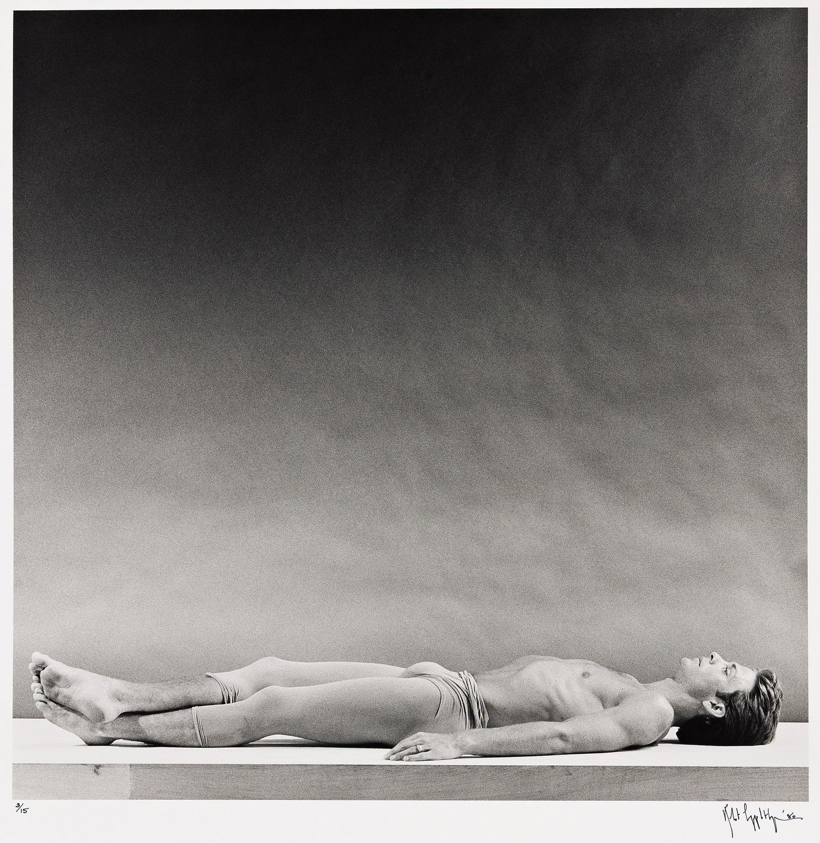 Robert Mapplethorpe, Portrait of the dancer Peter Reed. 1980.: Robert Mapplethorpe 1946-1989 Peter Reed. 1980. Silver print With Mapplethorpe's signature, date, and edition notation 3/15 in ink on print recto, and his credit stamp with his signature and negative 