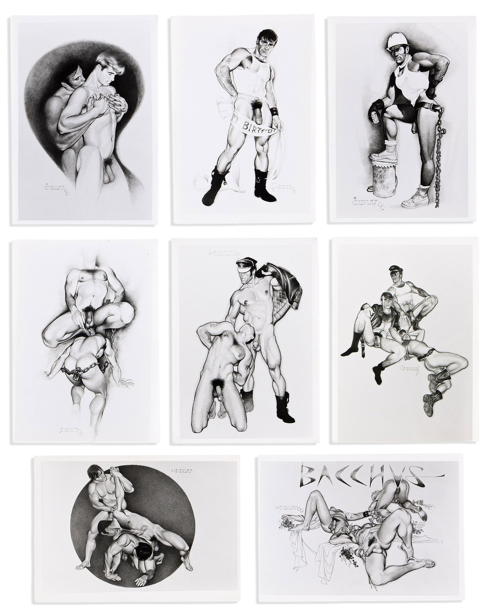 Jim French (Colt Studio), An archive of approximately 49 silver prints. 1968-1969.: Jim French (Colt Studio) 1932-2017 An archive of approximately 49 silver prints. 1968-1969. Group of approximately 49 Jim French drawing silver prints. 7 x 4 3/4 in. (17.8 x 12.1 cm.)