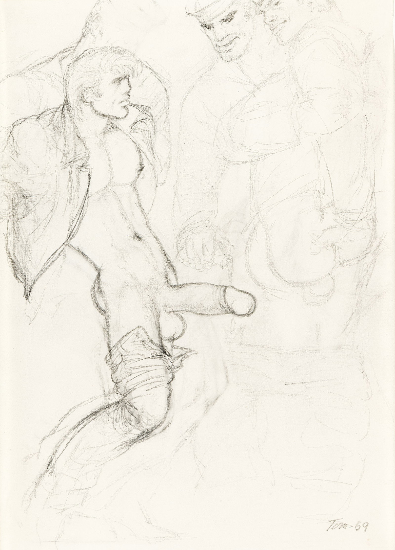 Tom of Finland, Untitled. 1969.: Tom of Finland 1920-1991 Untitled (preparatory drawing). 1969. Pencil on paper. Signed and dated in pencil, lower right. Tom of Finland Foundation archive number 0113. Accompanied by a certificate fro