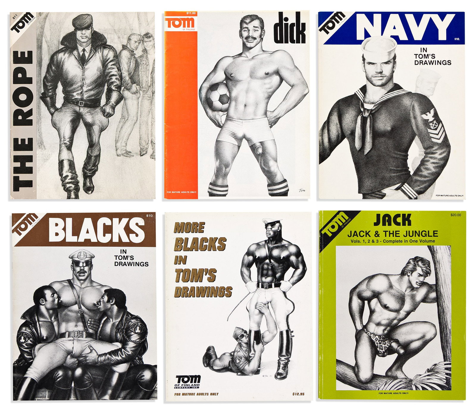 Tom of Finland, Large group of his publications. 1971-2000.: Tom of Finland 1920-1991 Large group of his publications. 45 volumes, all quarto-sized in illustrated wrappers, various conditions: Tom of Finland calendars. 16 volumes, for the years 1984 and 1986-20