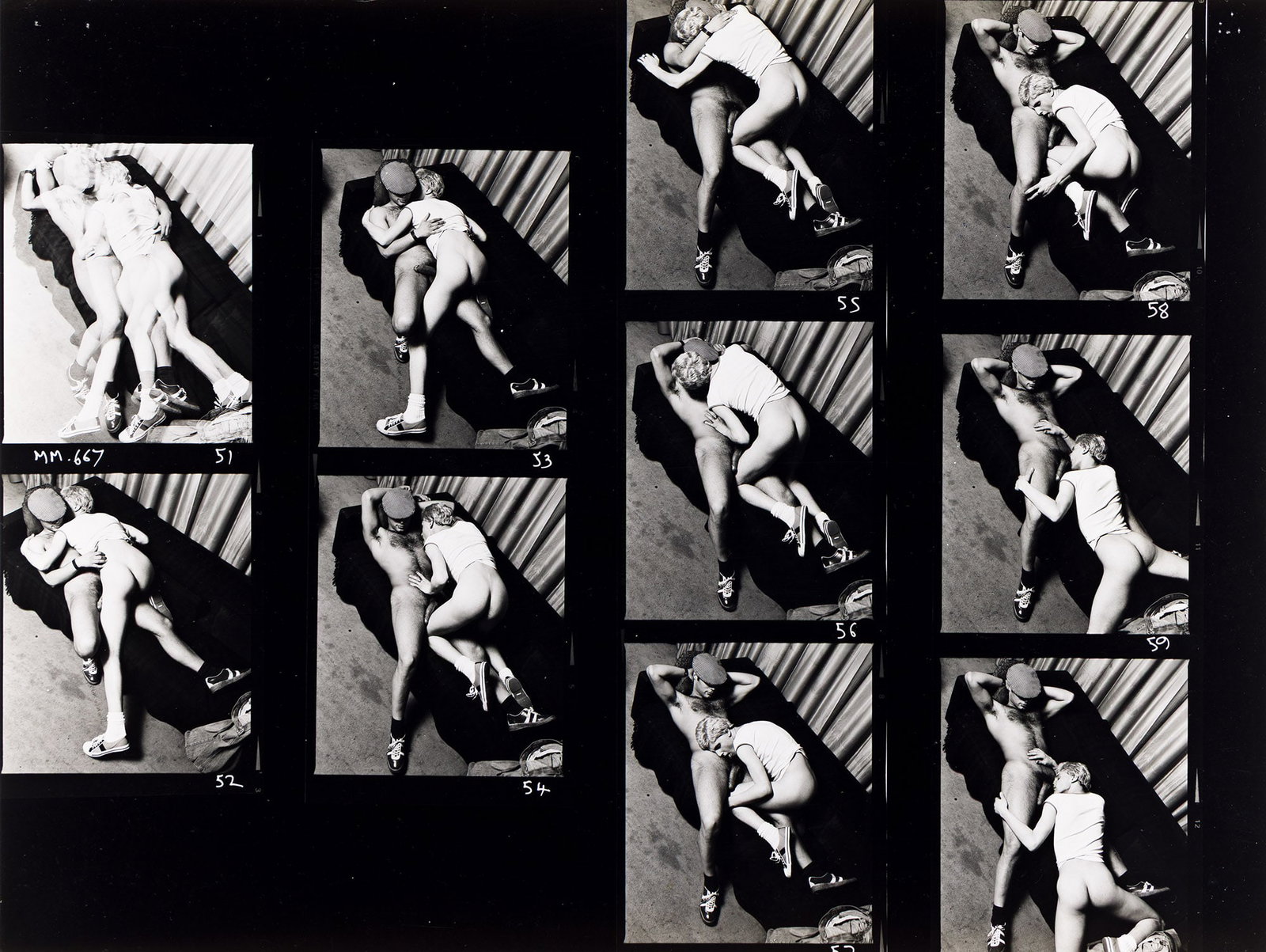 Mike Arlen, A group of 11 contact sheets featuring Stuart Stringer and Alan Allen. 1980s. (1 of 2)