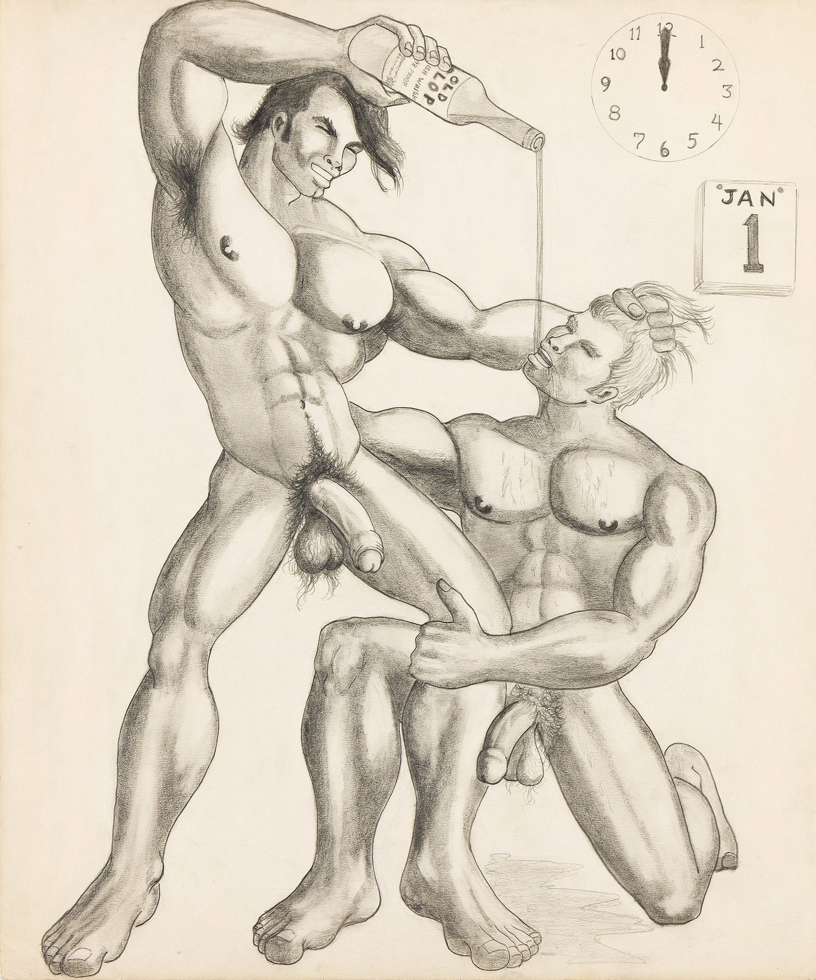 Bill Schmeling / The Hun, Torro Calendar. 1969.: Bill (The Hun) Schmeling 1938-2019 Torro Calendar. 1969. Graphite on paper 12 original drawings, one for each month plus the cover drawing. Missing October. Each drawing is titled, inscribed, and sign