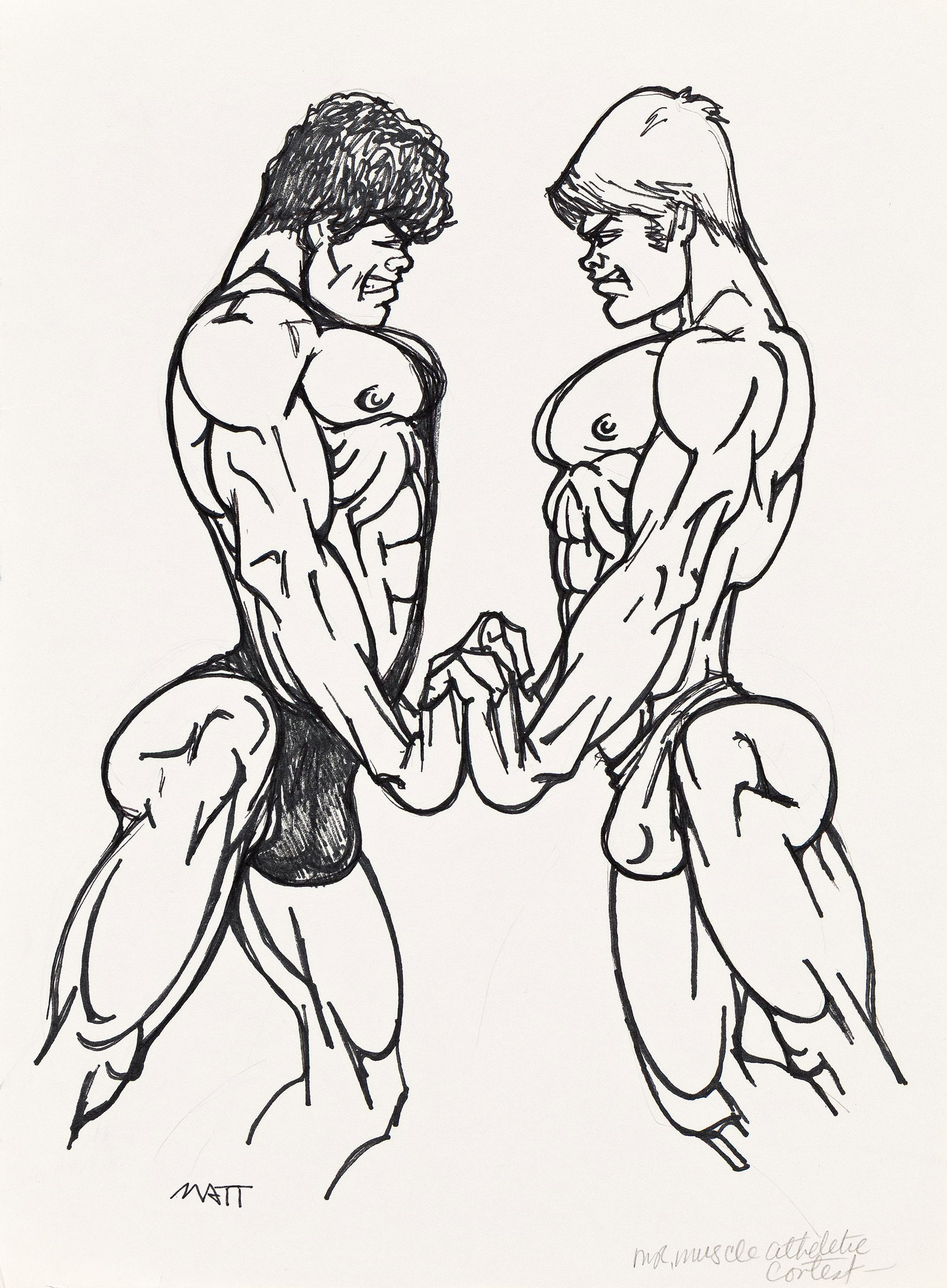 MATT (Charles Edward Kerbs), Mr. Muscle Athletic Contest (Two drawings). (1 of 2)