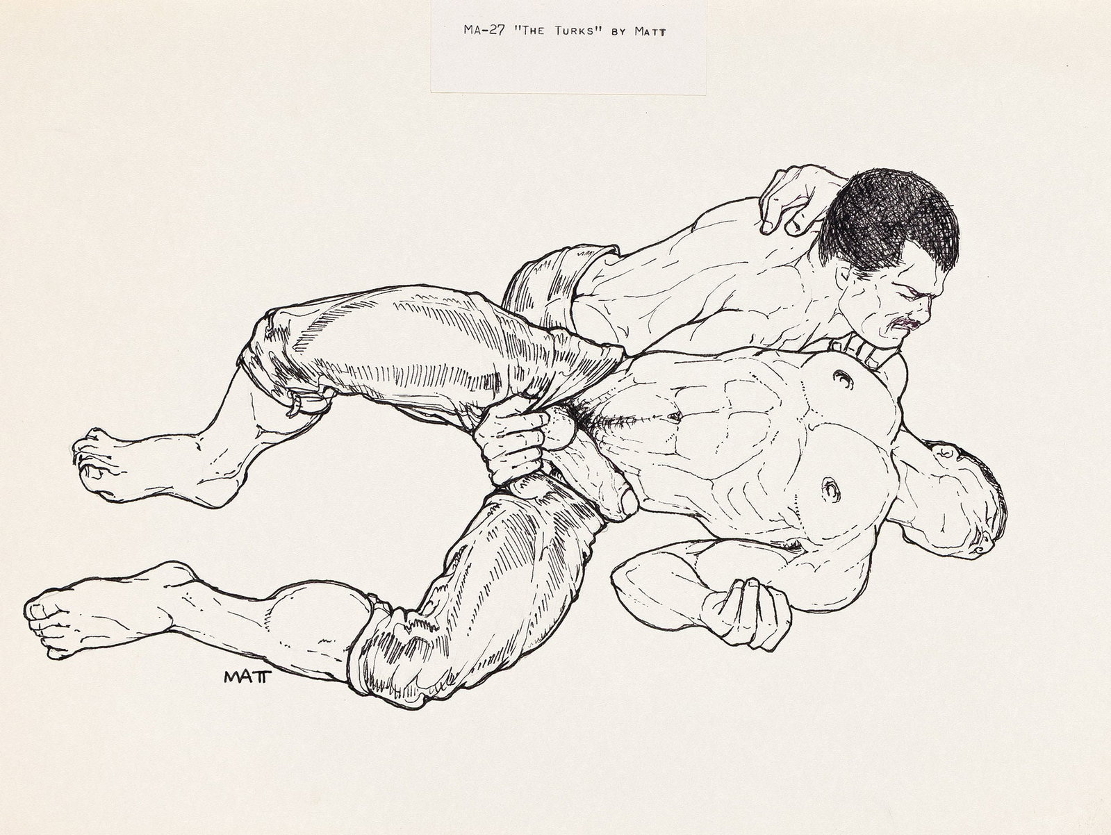 MATT (Charles Edward Kerbs), The Turks (Three drawings).: MATT (Charles Edward Kerbs) 1940-2002 The Turks (Three drawings). Marker over pencil on paper. Two signed in ink, lower right. One with the typewritten title and inventory number "MA-27," likely publi
