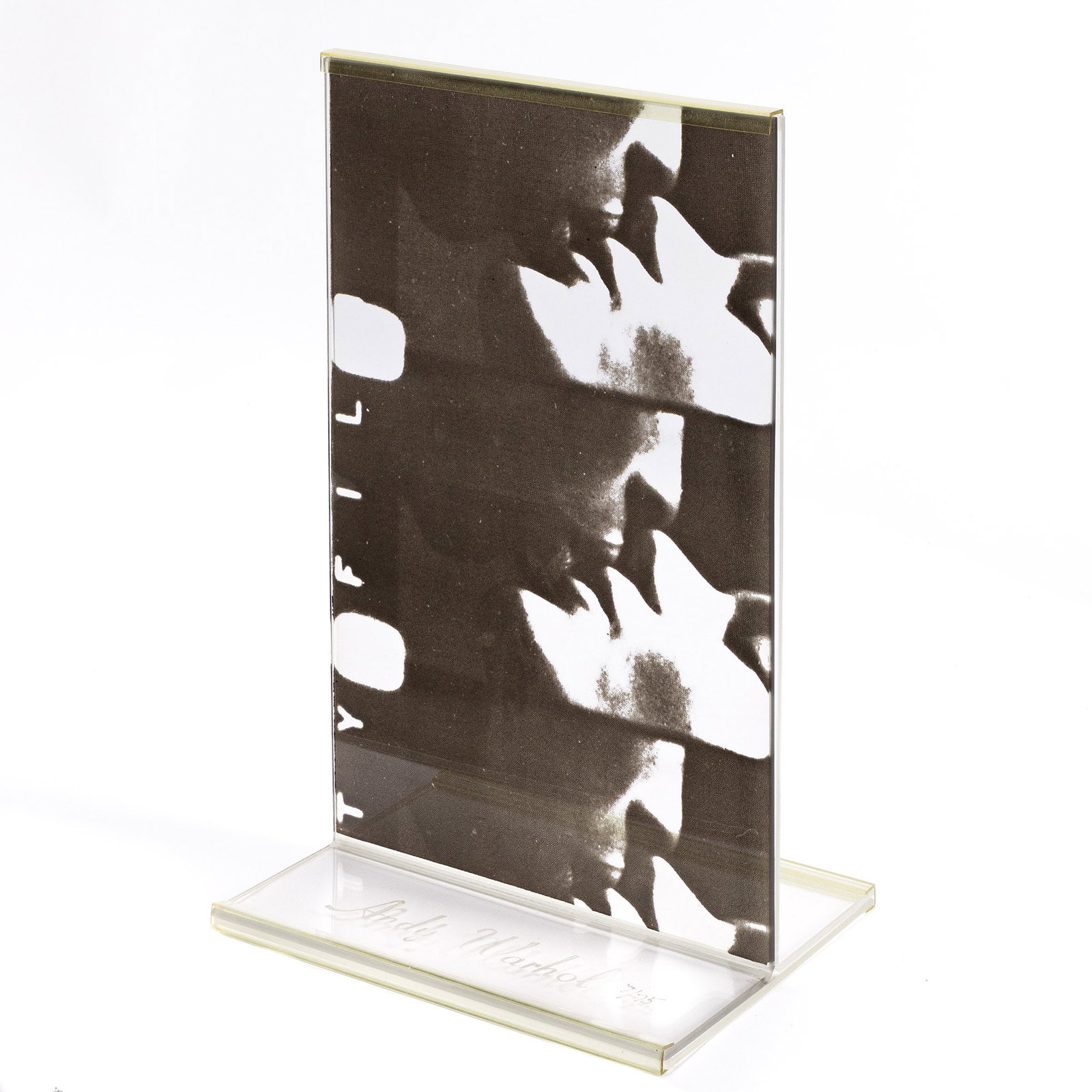 Andy Warhol, Kiss. 1966.: Andy Warhol 1928-1987 Kiss. 1966. Screenprint on plexiglass multiple. Embossed with the artist's signature and incised 7/75, on the mount. Printed by Knickerbocker Machine & Foundry Inc., New York