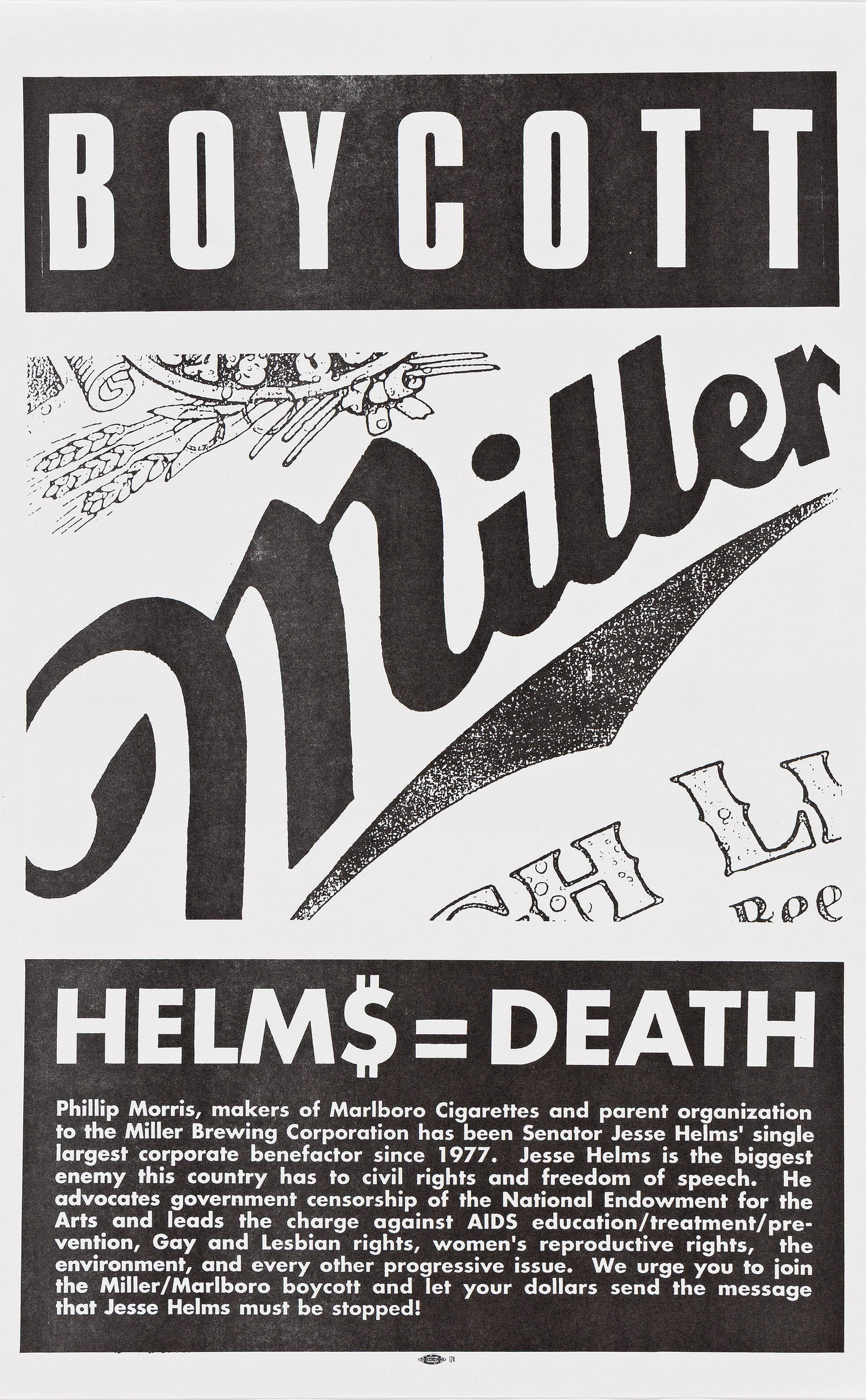 Boycott Miller / Helm$ = Death. 1990. (1 of 1)