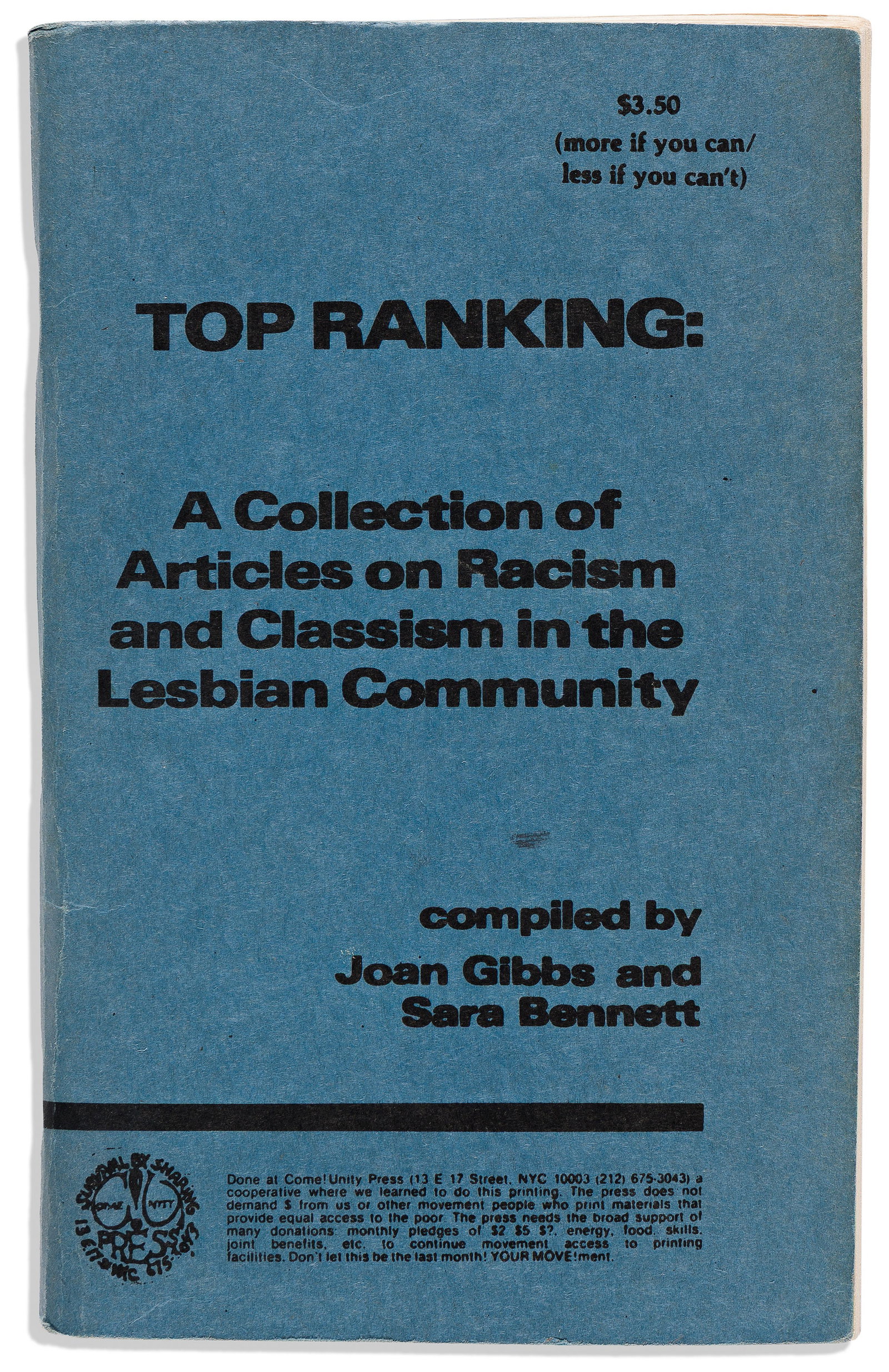 Joan Gibbs and Sara Bennett, editors., Top Ranking: A Collection of Articles on Racism and Classism (1 of 4)