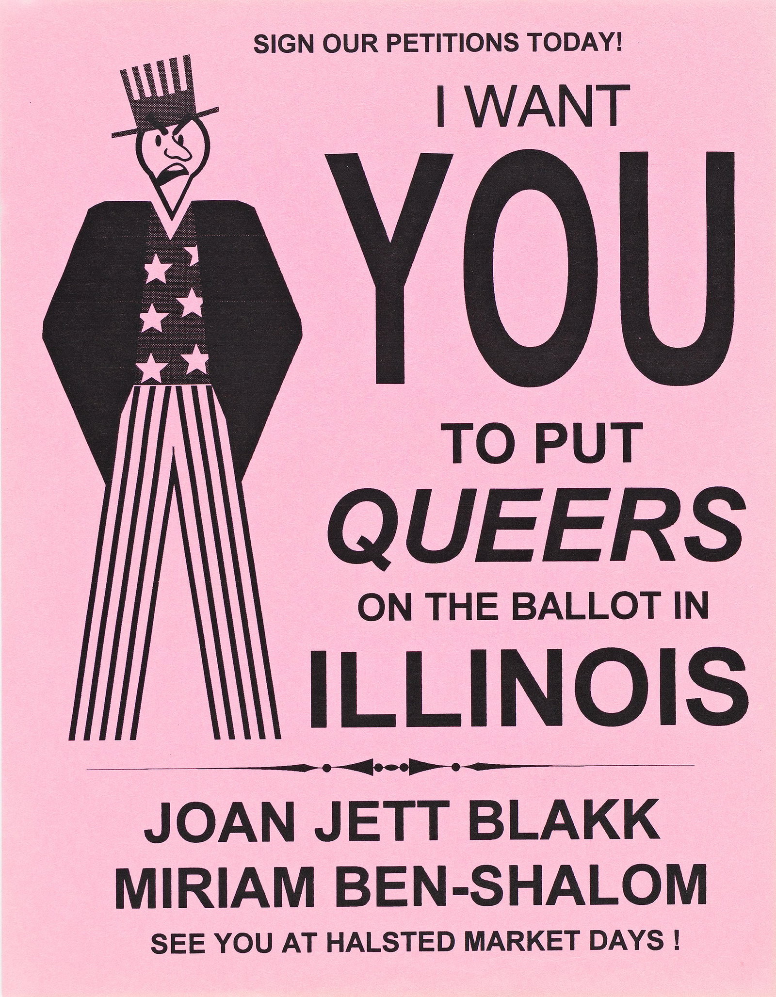 Pair of flyers from Joan Jett Blakk's 1992 presidential campaign. (1 of 2)
