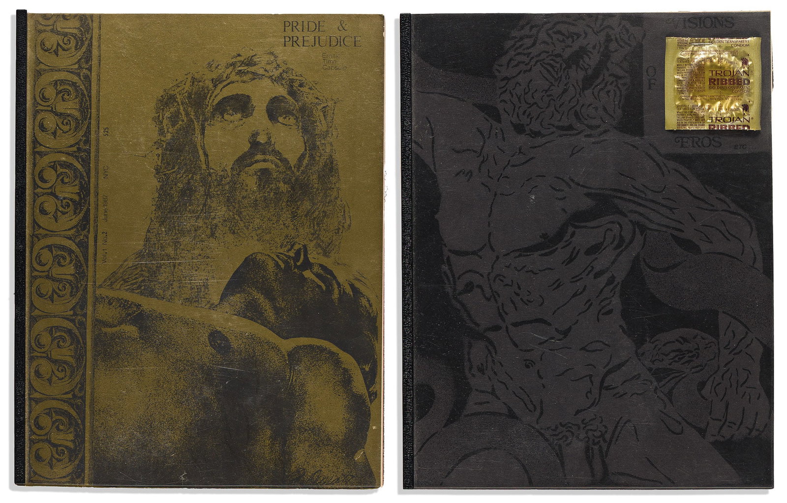 Two issues of Erotic Time Capsule. 1987.: Two issues of Erotic Time Capsule. 1987. 2 volumes, both quarto sized, velo bound with clear plastic protectors. The art periodical was edited and published by Keith Glancy and Scott Hightower. At lea
