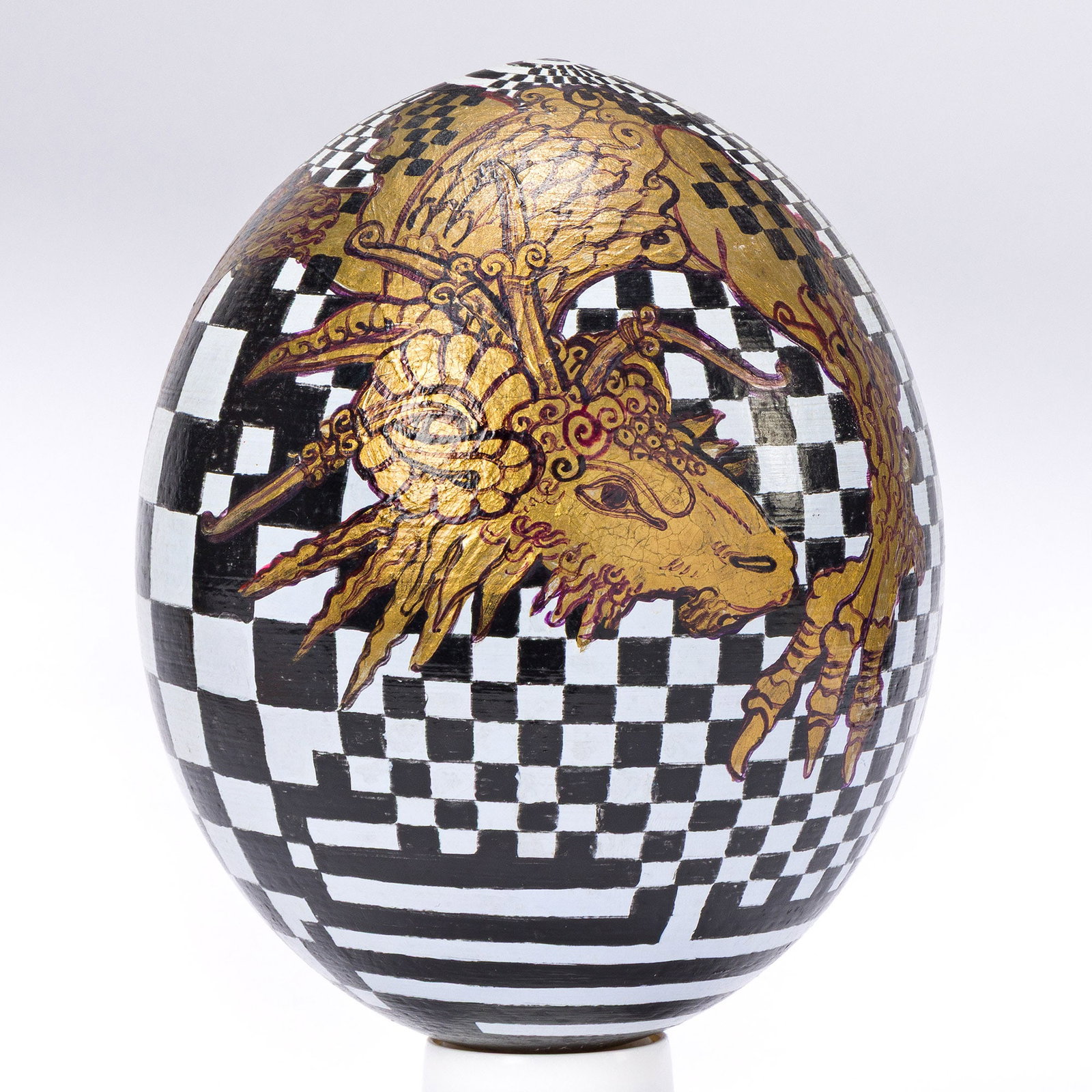 Yiannis Nomikos, Untitled (Dragon), Tempera on ostrich egg. 1985. (1 of 6)