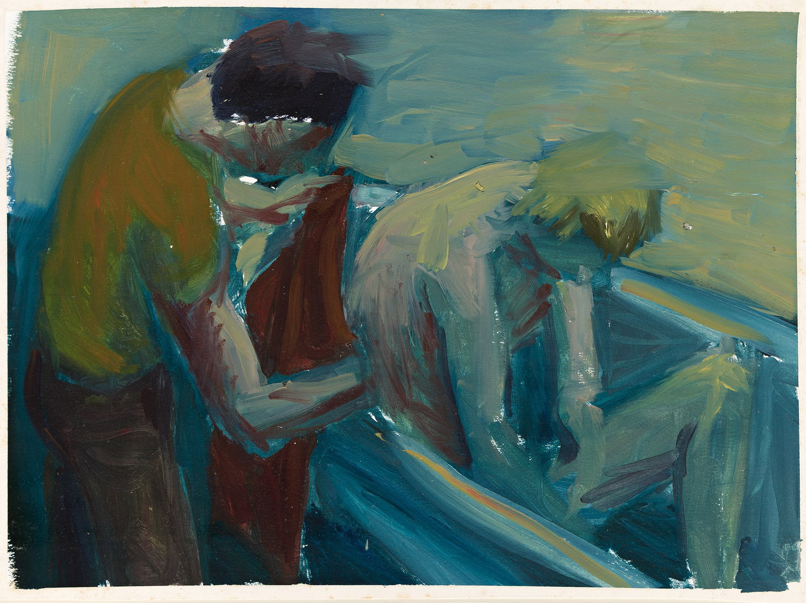 Hugh Steers, Blue Tub. 1987.: Hugh Steers 1962-1995 Blue Tub. 1987. Oil on paper. Signed, dated, and inscribed as titled in pencil, verso. 11 x 15 in. (27.9 x 38.1 cm.), Frame: 18 1/2 x 22 1/4 in. (47 x 56.5 cm.)