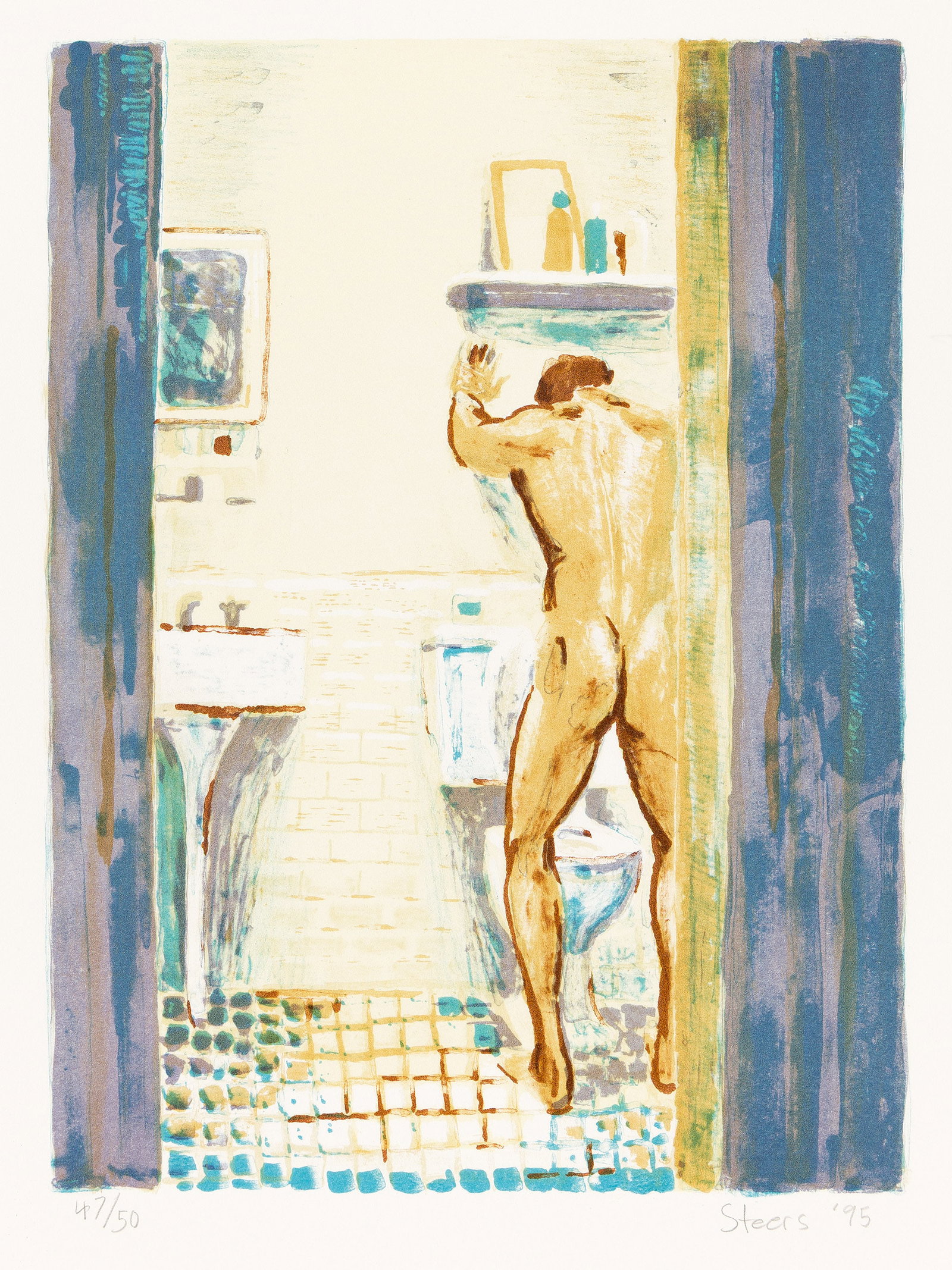 Hugh Steers, Sink and Bowl. 1995.: Hugh Steers 1962-1995 Sink and Bowl. 1995. Color lithograph on Rives BFK. Signed, dated and numbered 47/50 in pencil, lower margin. Published by Jungle Press Editions, New York. 14 3/4 x 11 in. (37.5 