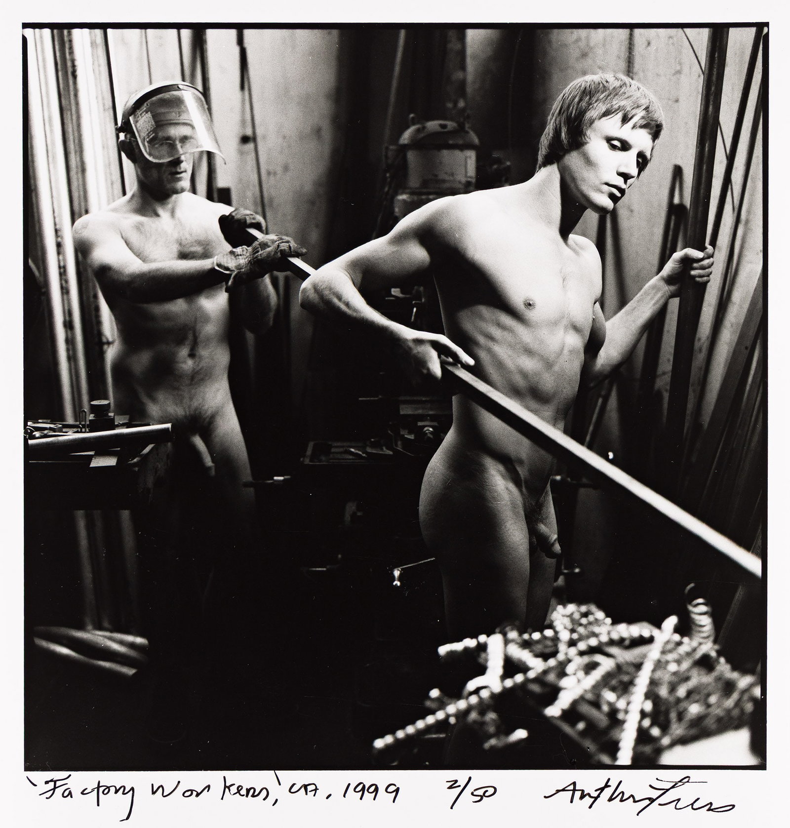 Arthur Tress, Factory Workers, CA. 1999.: Arthur Tress 1940- Factory Workers, CA. 1999. Silver print With Tress' signature, title, date, and edition notation 2/50 in ink on recto, and his signature and notation "print made by the photographer
