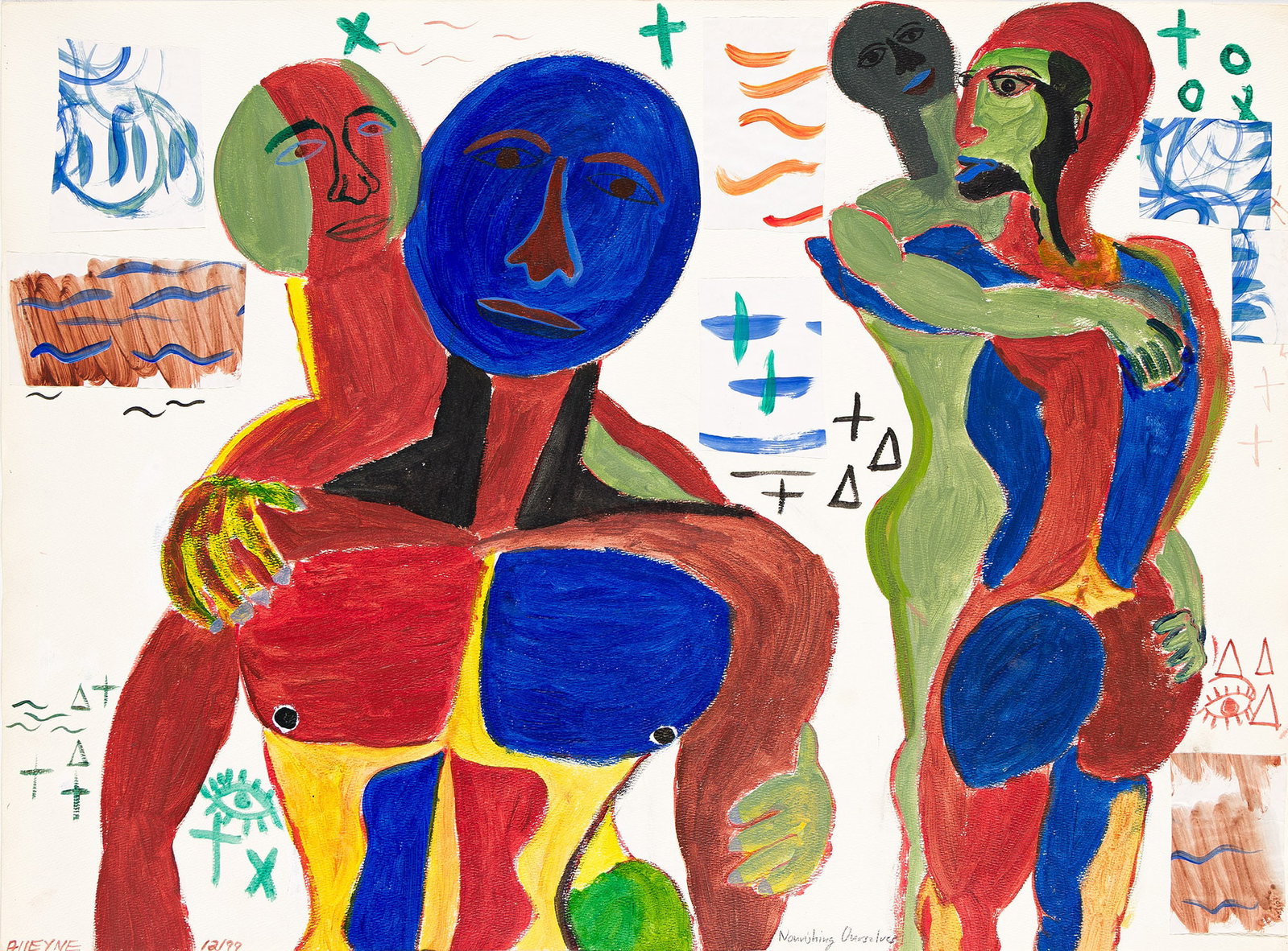 Armando Alleyne, Two works from Nourishing Ourselves. 1999.: Armando Alleyne b. 1959 Two works from Nourishing Ourselves. 1999. Acrylic and collage of various papers and wrappers on rag paper. Both signed, dated and inscribed "Nourishing Ourselves," lower edge.