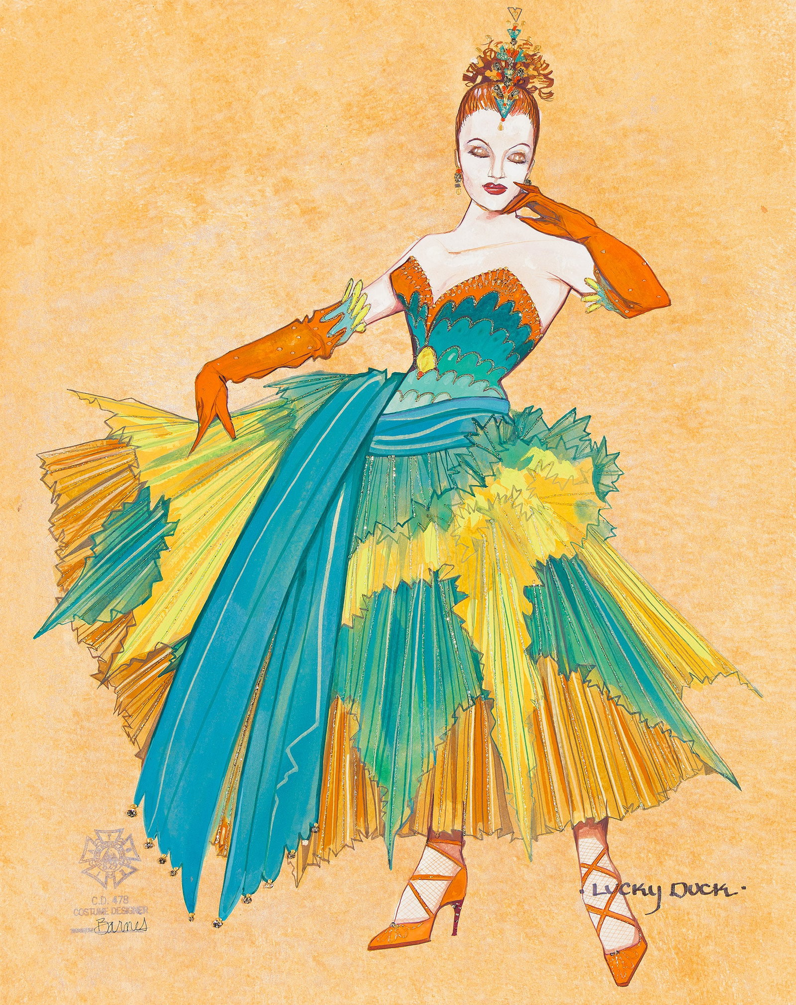 Gregg Barnes, Lucky Duck, Watercolor, gouache, marker, and glitter on paper. (1 of 1)
