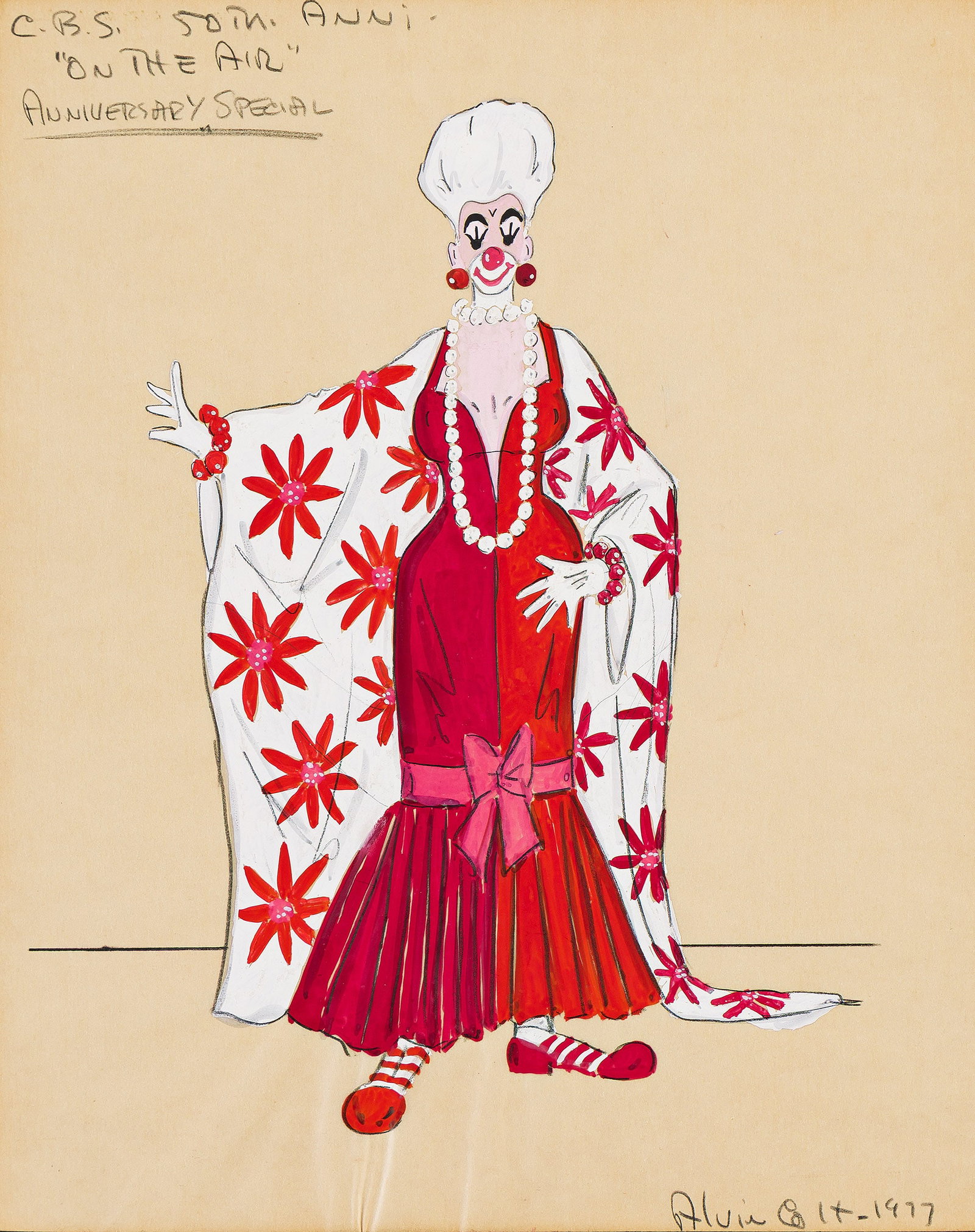 Alvin Colt, 1916-2008, Dancing Clown costume design from CBS, 50th Anniversary On the Air Special., (1 of 2)