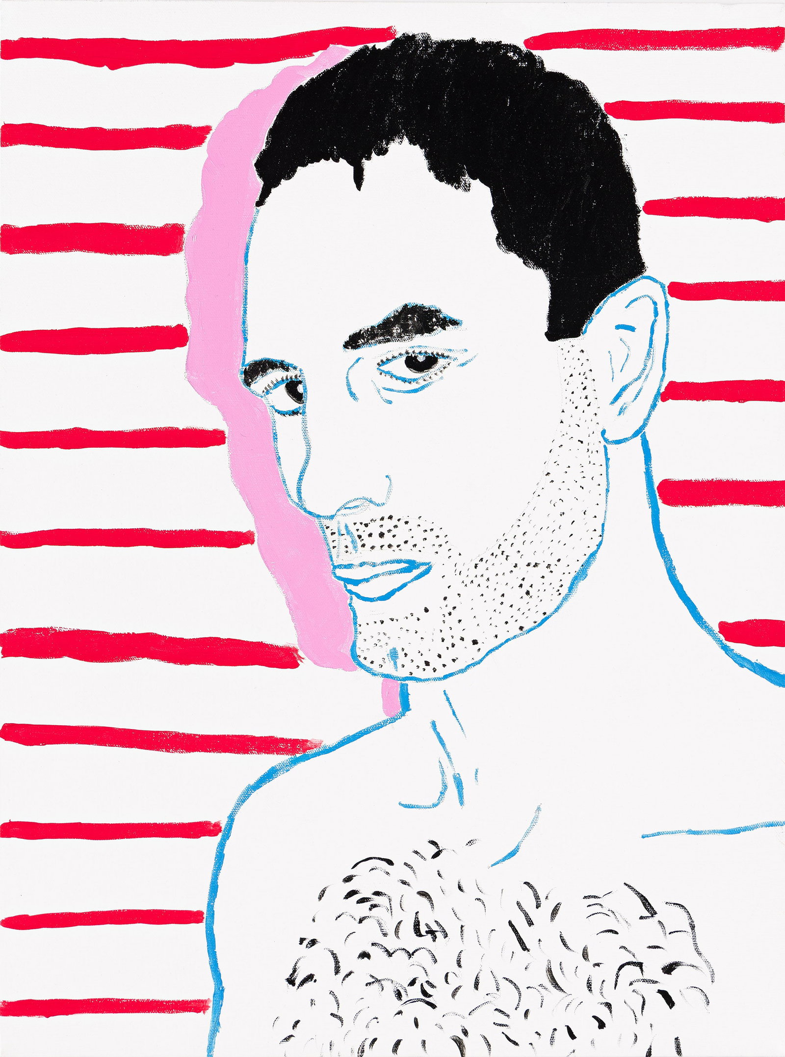 Wayne Koestenbaum, Tony with Red Stripes. 2011.: Wayne Koestenbaum b. 1958 Tony with Red Stripes. 2011. Acrylic on canvas. Initialed and dated in ink on the stretcher bar. 24 x 18 in. (61 x 45.7 cm.)