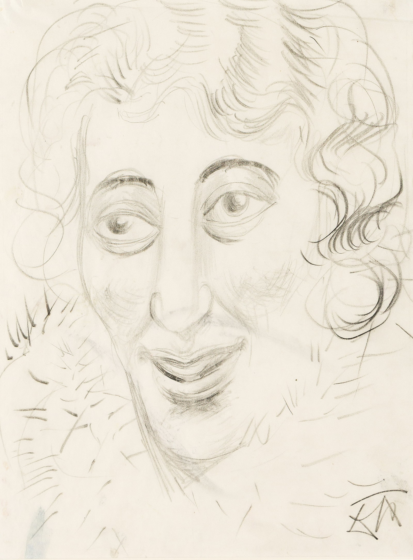 Otto Dix (1891-1969), Frauenportrat mit Pelz, circa 1928.: Otto Dix (1891-1969) Frauenportrat mit Pelz. Pencil on thin wove paper, circa 1928. Signed lower right. 13 1/4 x 10 1/8 in. (33.7 x 25.7 cm.) Frame: 28 1/4 x 24 3/8 in. (71.8 x 61.9 cm.) Prov
