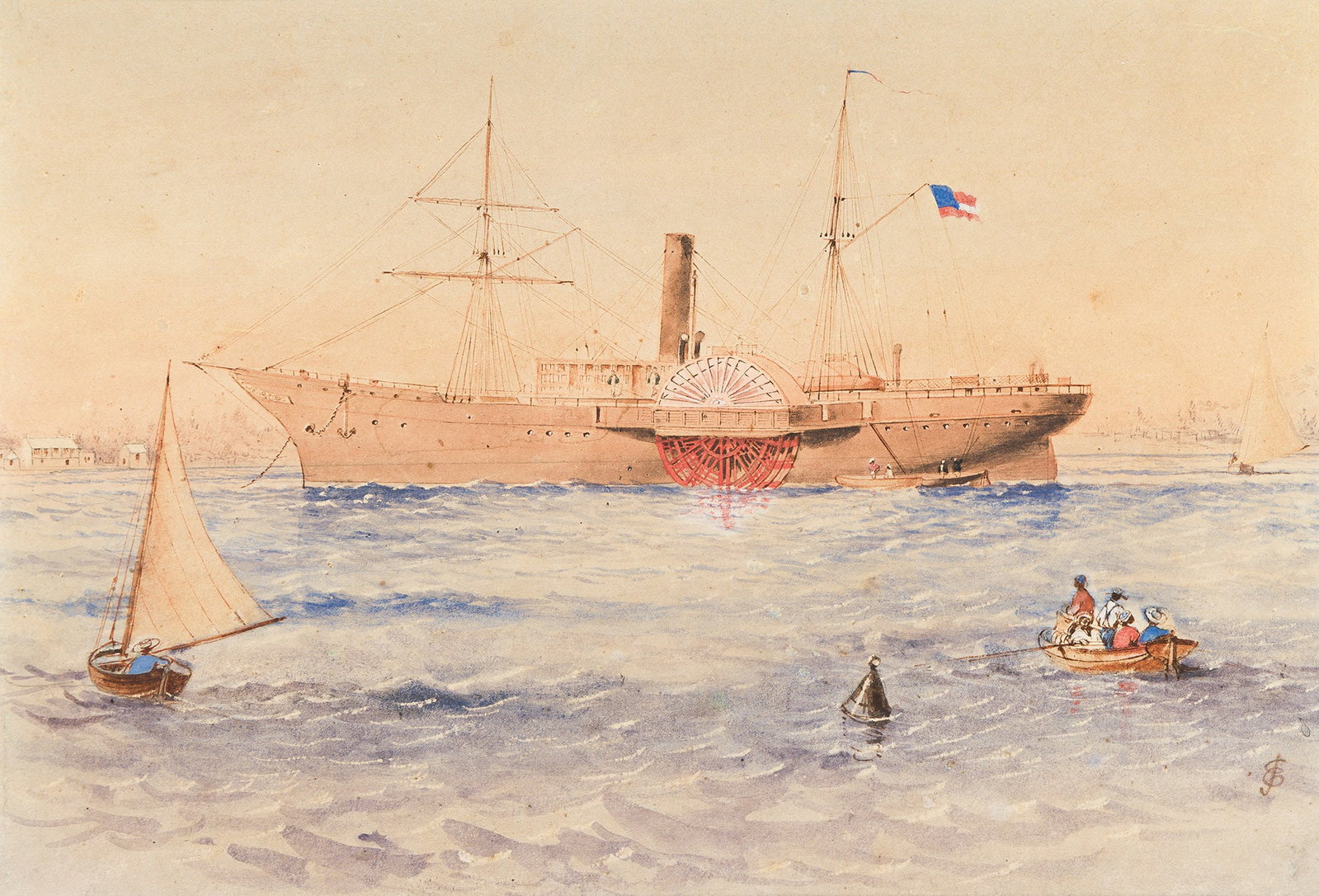Edward James (1820-1877), Sidewheel Steamship, circa 1850. (1 of 1)
