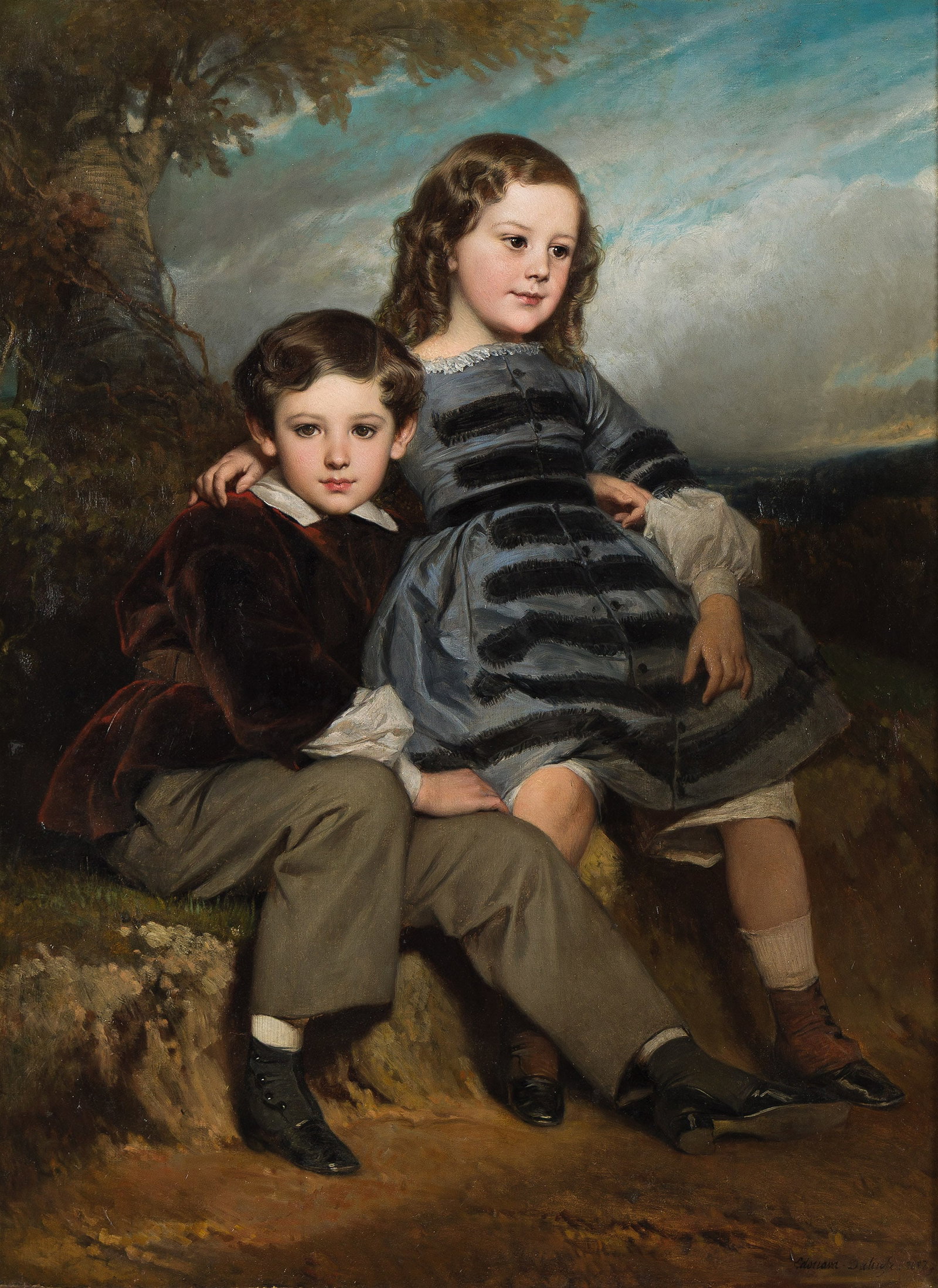 Édouard Louis Dubufe (1819-1883), Portrait d'un frère et d'une sœur, 1857. (1 of 3)