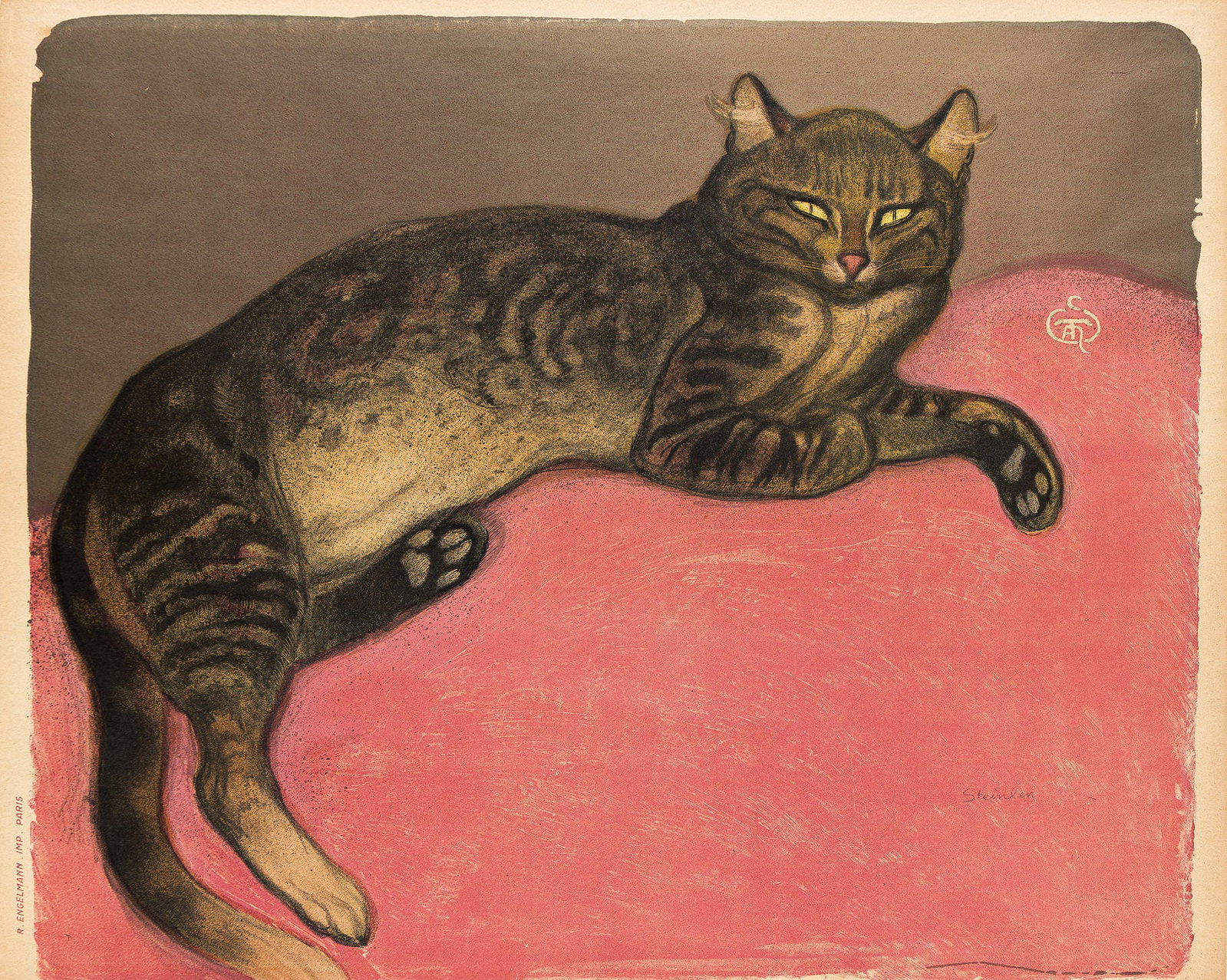 Theophile-Alexandre Steinlen (1859-1923), L'Hiver, Chat sur un Coussin, 1909. (1 of 1)