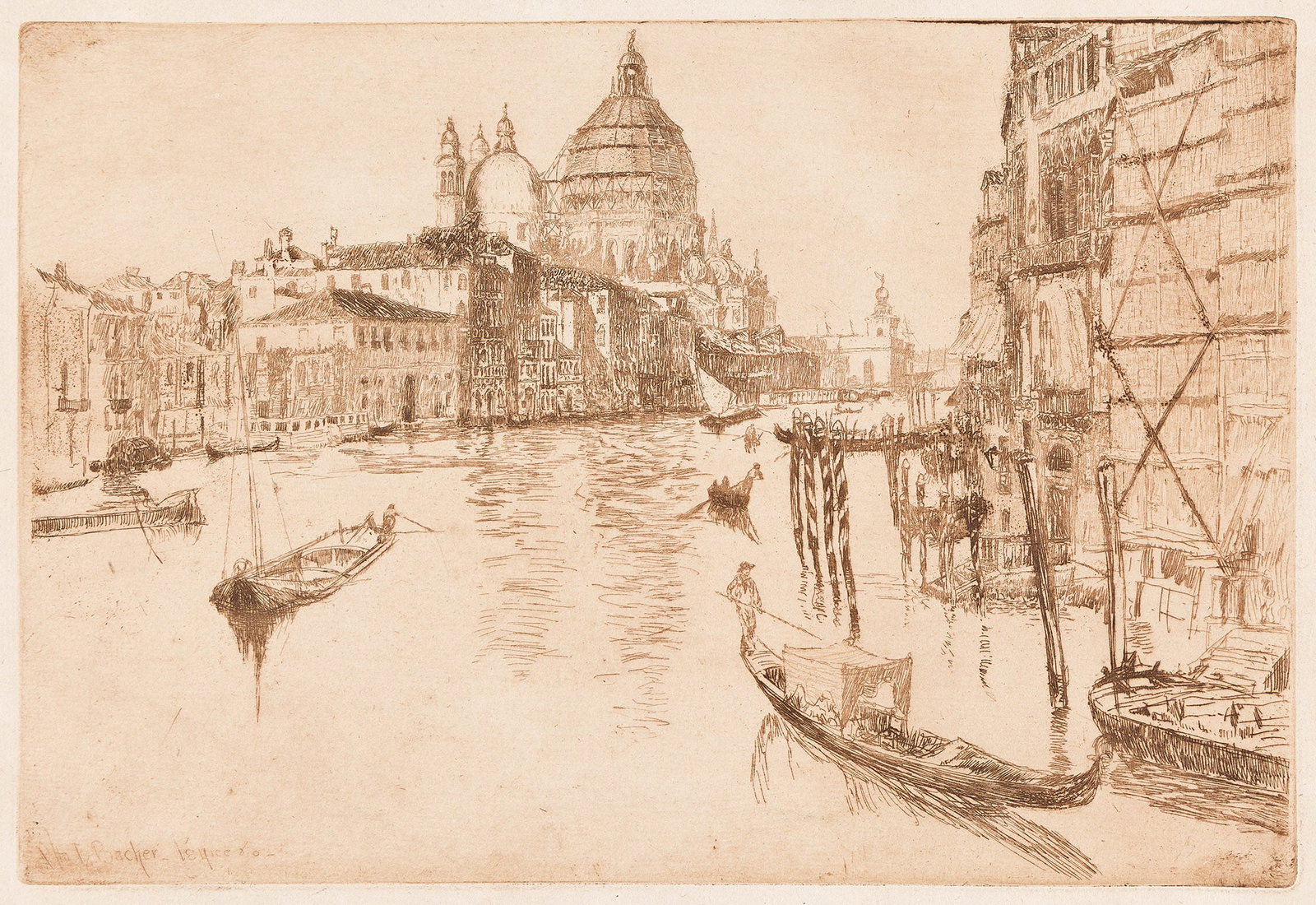 Otto Henry Bacher (1856-1909) Entrance to the Grand Canal, Venice, 1880. (1 of 1)