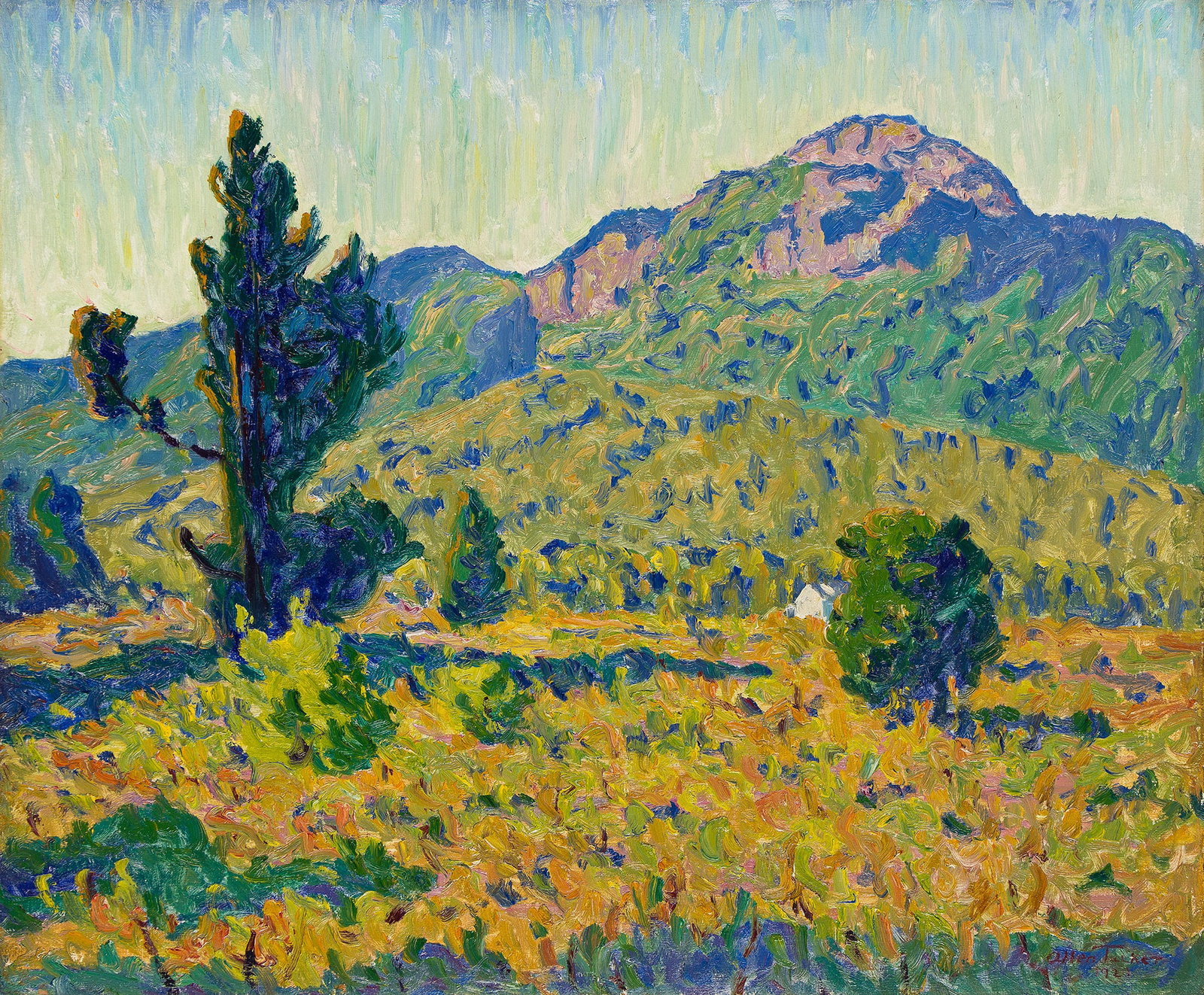 Allen Tucker (1866-1939), The Bright Valley, 1921.: Allen Tucker (1866-1939) The Bright Valley. Oil on canvas, 1921. Signed and dated lower right. 25 x 30 in. (63.5 x 76.2 cm.) Frame: 31 1/2 x 36 1/2 in. (80 x 92.7 cm.) Provenance: Gift