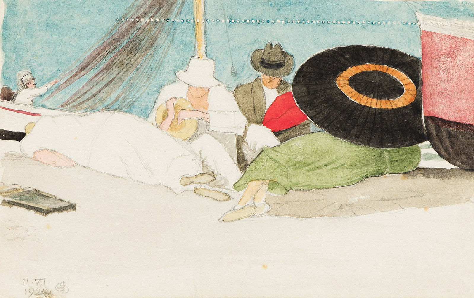 Joseph Edward Southall (1861-1944), Two watercolors of beach scenes. (1 of 2)