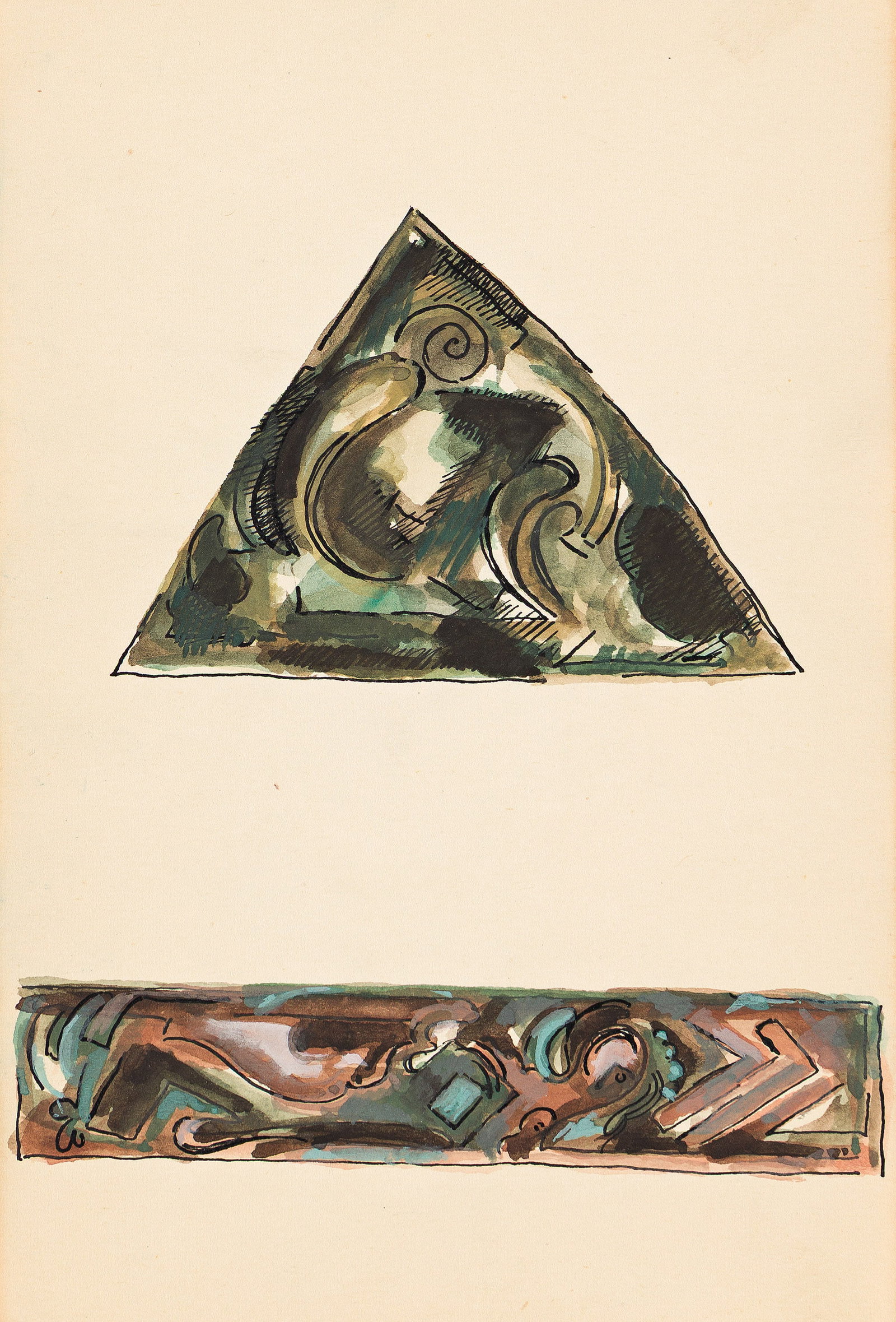 Albert Gleizes (1881-1953), Untitled.: Albert Gleizes (1881-1953) Untitled. Watercolor and pen and ink on cream wove paper. 8 1/4 x 5 1/4 in. (21 x 13.3 cm.) Note This work has been authenticated by Anne Varichon and is accompanie