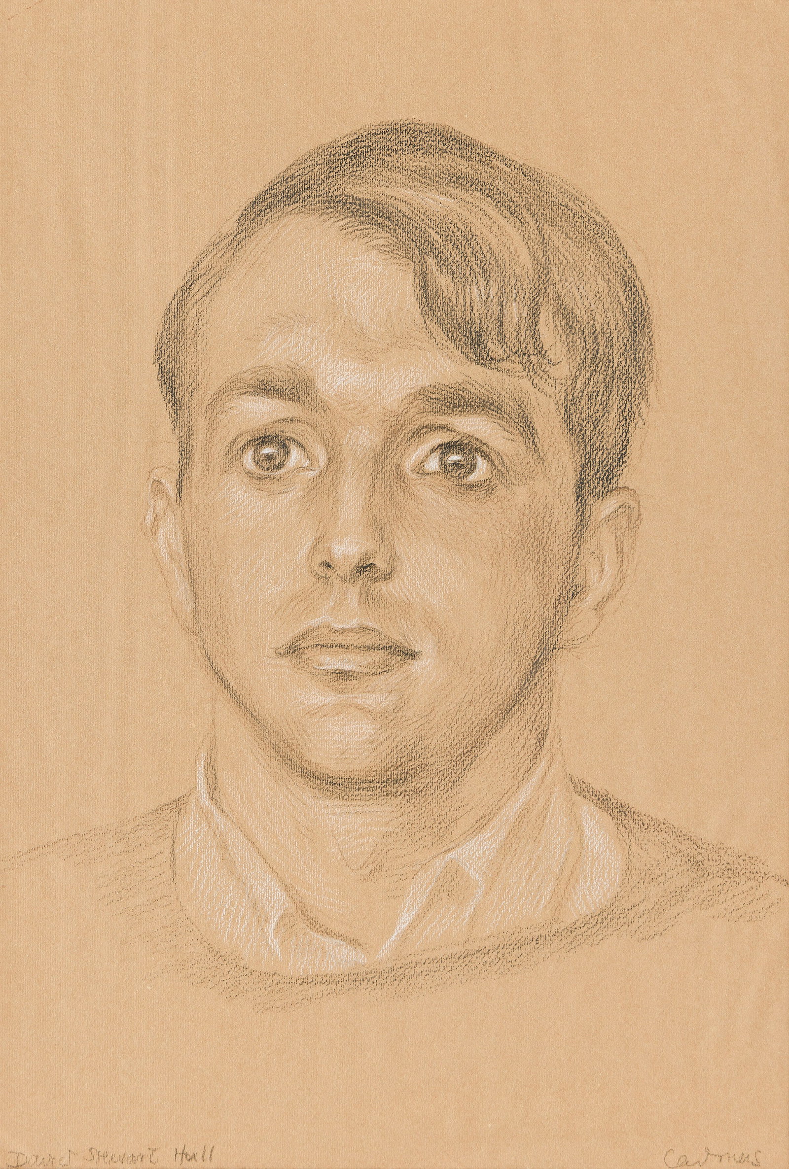 Paul Cadmus (1904-1999), David (Portrait of David Stewart Hull).: Paul Cadmus (1904-1999) David (Portrait of David Stewart Hull). Charcoal and white chalk on tan wove paper. Signed twice, lower right, and inscribed "David Stewart Hull", lower left. 16 3/8 x 10 3/4 i