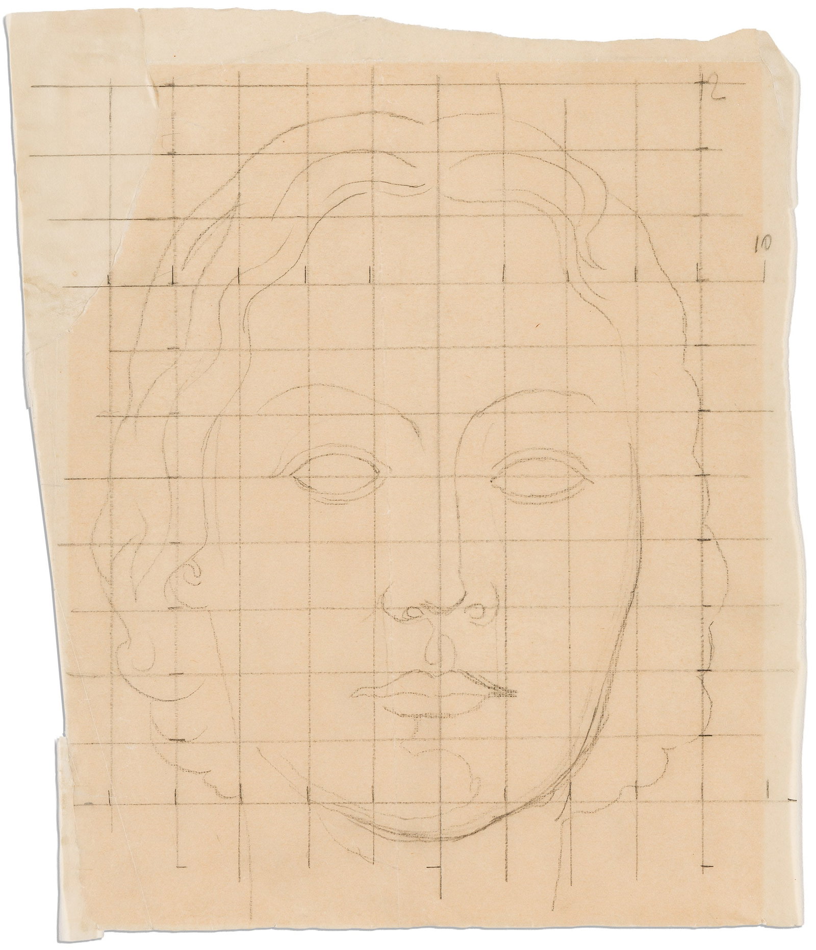René Magritte (1898-1967), Tête de femme.: René Magritte (1898-1967) Tête de femme. Pencil on tan wove tracing paper. 11 x 9 1/4 in. (27.9 x 23.5 cm.) Frame: 20 1/2 x 18 3/4 in. (52.1 x 47.6 cm.) Note This work is accompa