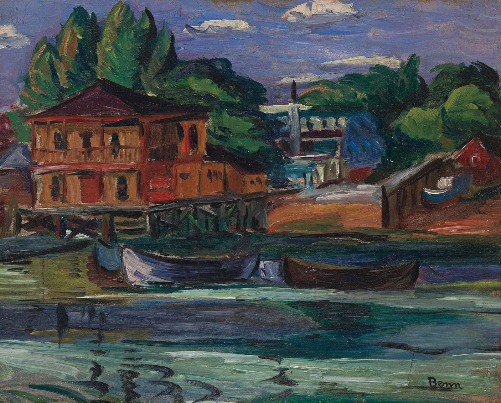 Ben Benn (1884-1983), Long Island Bay.: Ben Benn (1884-1983) Long Island Bay. Oil on panel. Signed lower right. 16 x 20 in. (41 x 51 cm.) Frame: 24 3/4 x 28 1/2 in. (62.9 x 72.4 cm.) Provenance: Private collection, New York.