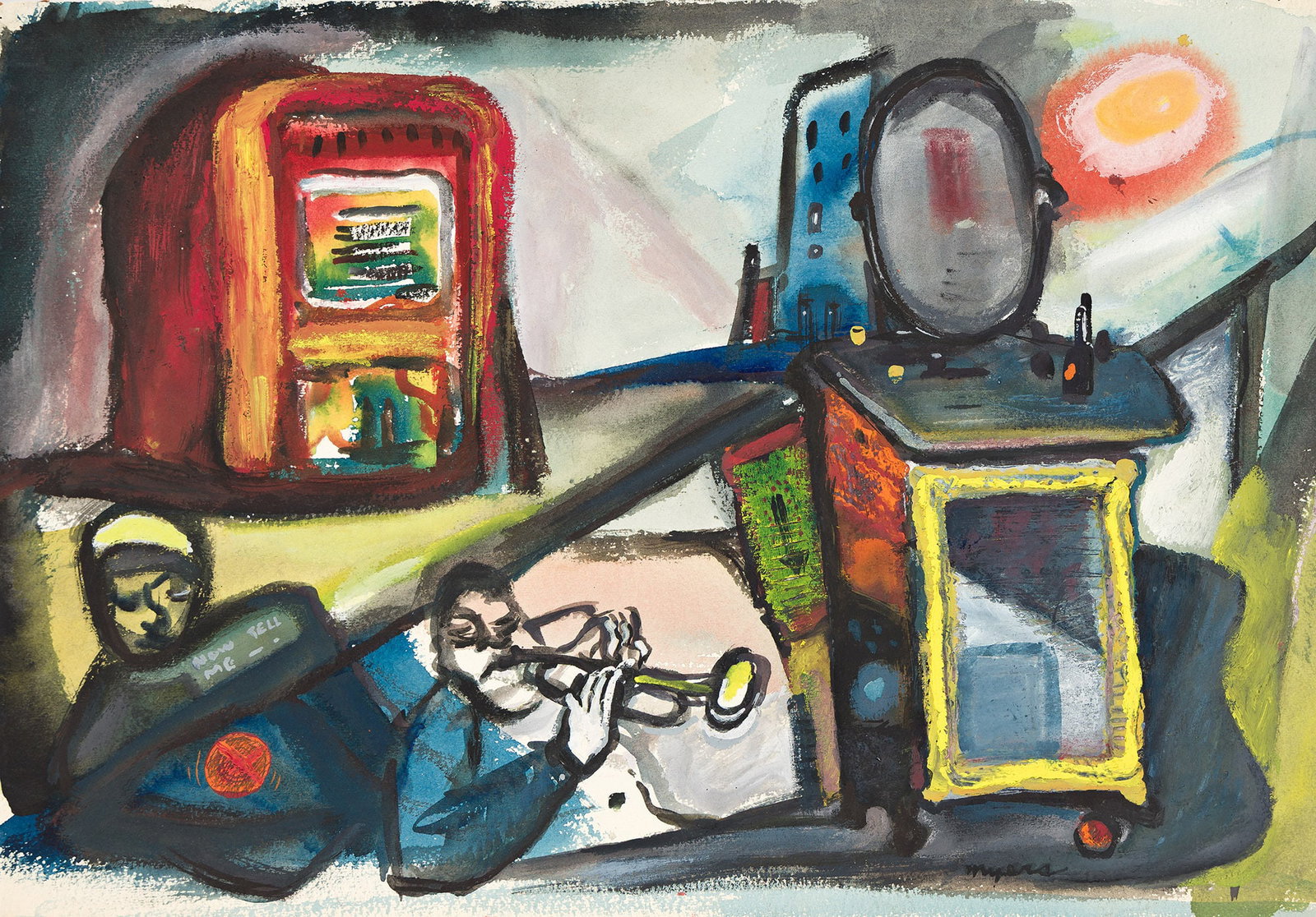 Malcolm Myers (1917-2002), Now Tell Me - Thelonious Monk, Charlie Parker, circa 1955. (1 of 1)