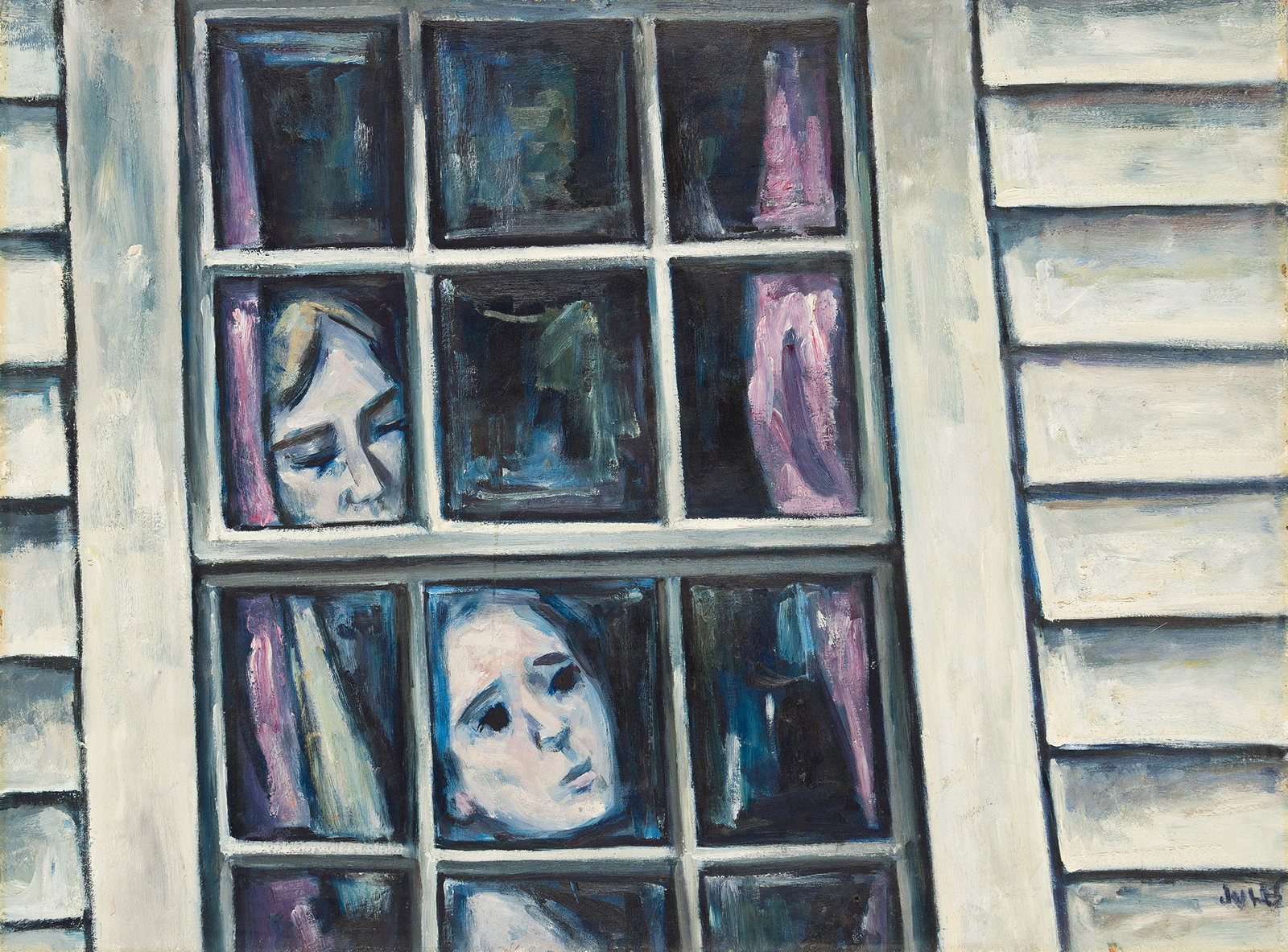 Mervin Jules (1912-1994), At the Window., Oil on masonite, circa 1960.: Mervin Jules (1912-1994) At the Window. Oil on masonite, circa 1960. Signed lower right. 24 x 32 in. (61 x 81.3 cm.) Frame: 30 x 38 in. (76.2 x 96.5 cm.) Provenance: [with] ACA Galleri