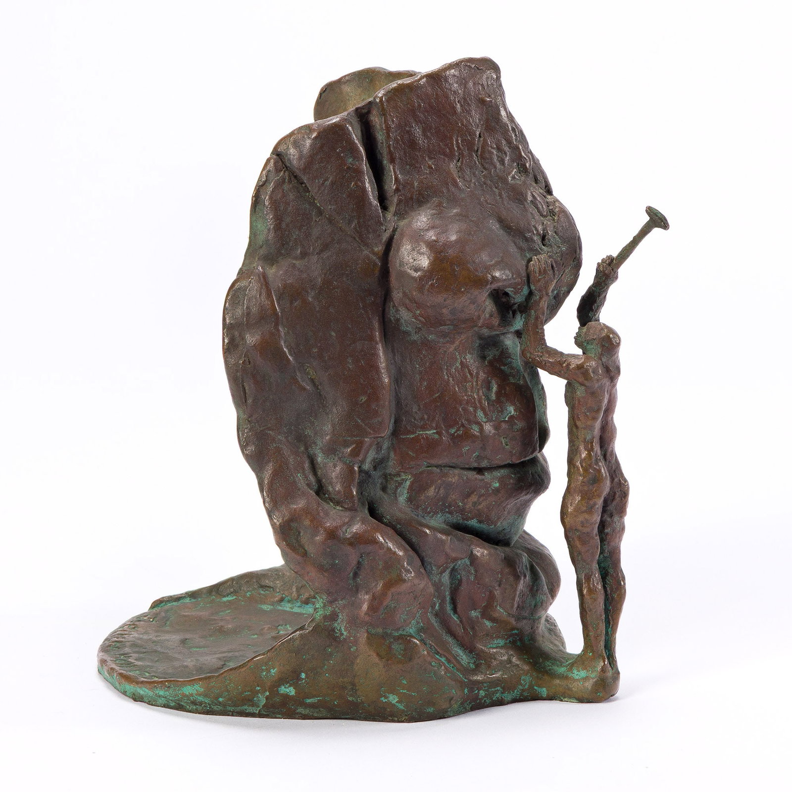 Joellen Hall (1921-2006), The Sculptor, 1972.: Joellen Hall (1921-2006) The Sculptor. Bronze, 1972. Signed and dated verso. 7 1/2 x 6 x 6 1/2 in. (19.1 x 15.2 x 16.5 cm.) Provenance: Collection of Stanley and Jane Moss, New York. <