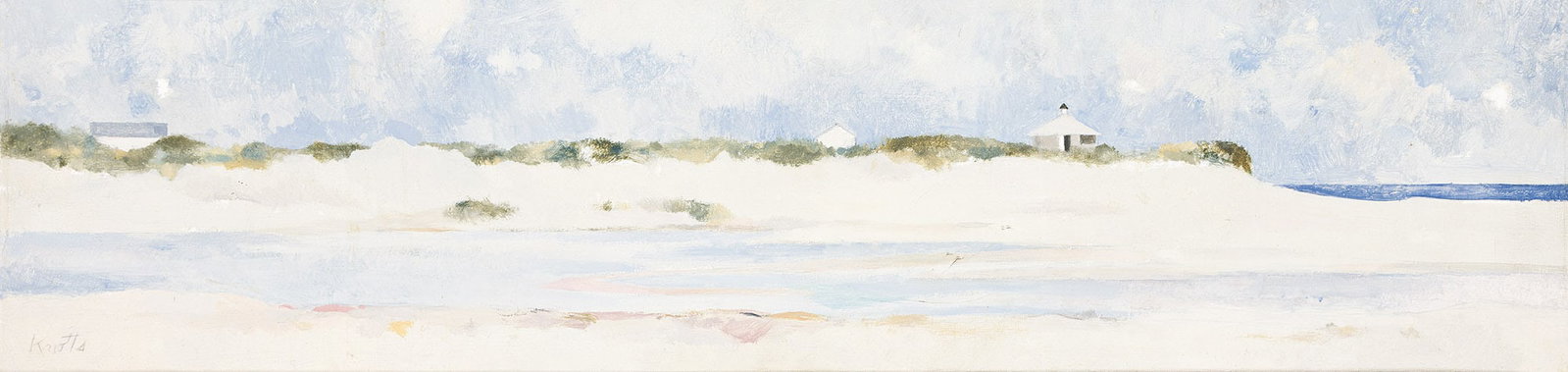 Howard Knotts (1922-2004), Souvenir of Watermill, 1972.: Howard Knotts (1922-2004) Souvenir of Watermill. Oil on canvas, 1972. Signed lower left. Signed, titled and dated verso. 8 x 32 in. (20.3 x 81.3 cm.) Frame: 8 7/8 x 32 5/8 in. (22.5 x 82.9 cm.) <