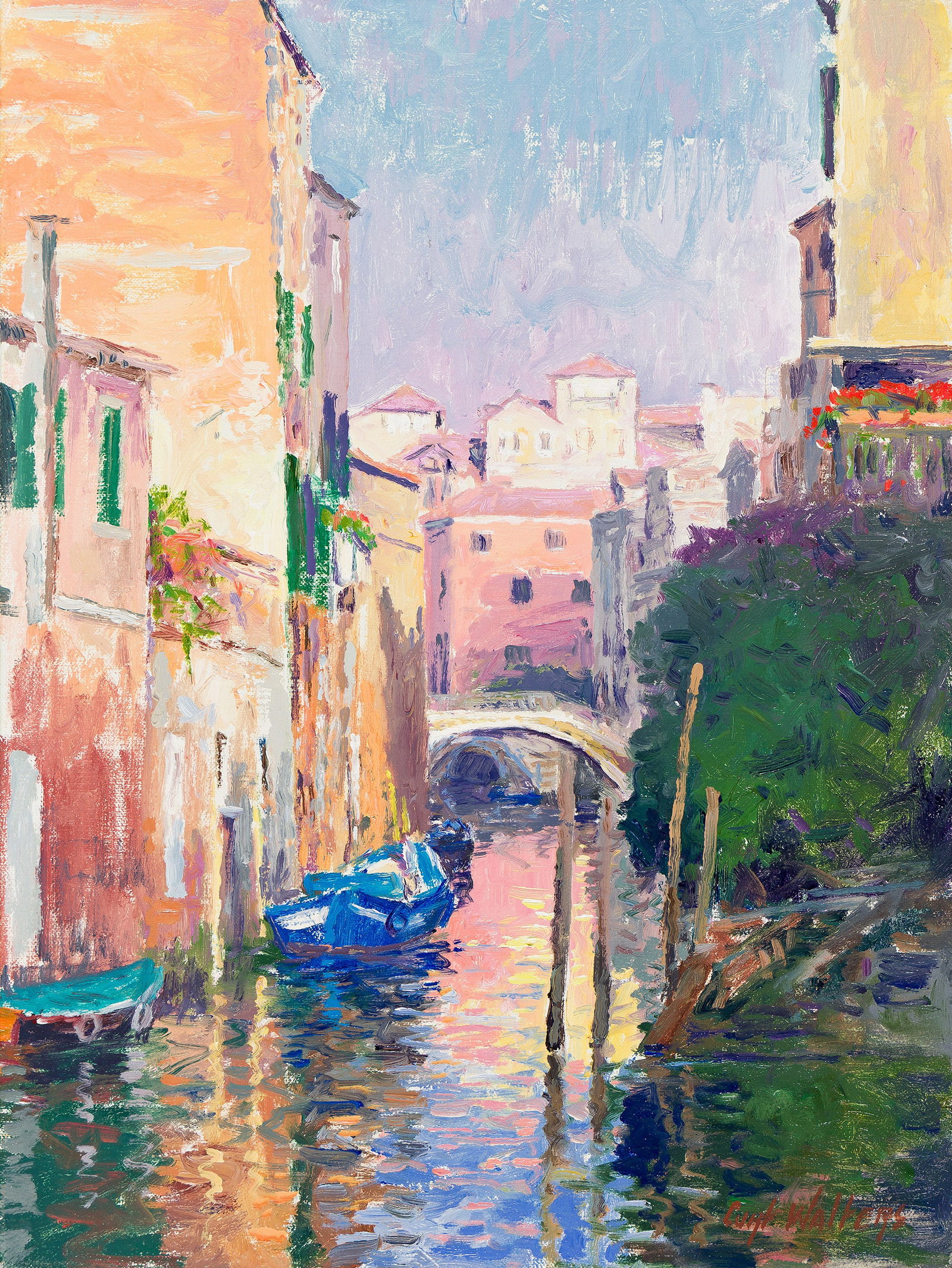 Curt Walters (b. 1950), Rio della Sensa.: Curt Walters (b. 1950) Rio della Sensa. Oil on canvas. Signed lower right. 16 x 12 in. (40.7 x 30.5 cm.) Frame: 25 x 21 in. (63.5 x 53.3 cm.) Provenance: Trailside Americana Fine Art G